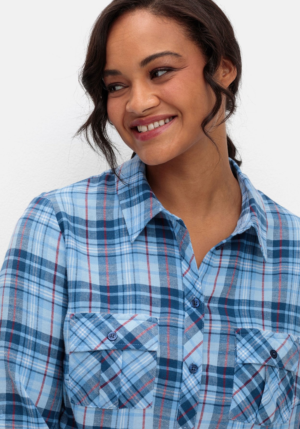 Sheego Karobluse »Karierte Flanellbluse aus weichem Baumwolll-Flanell«