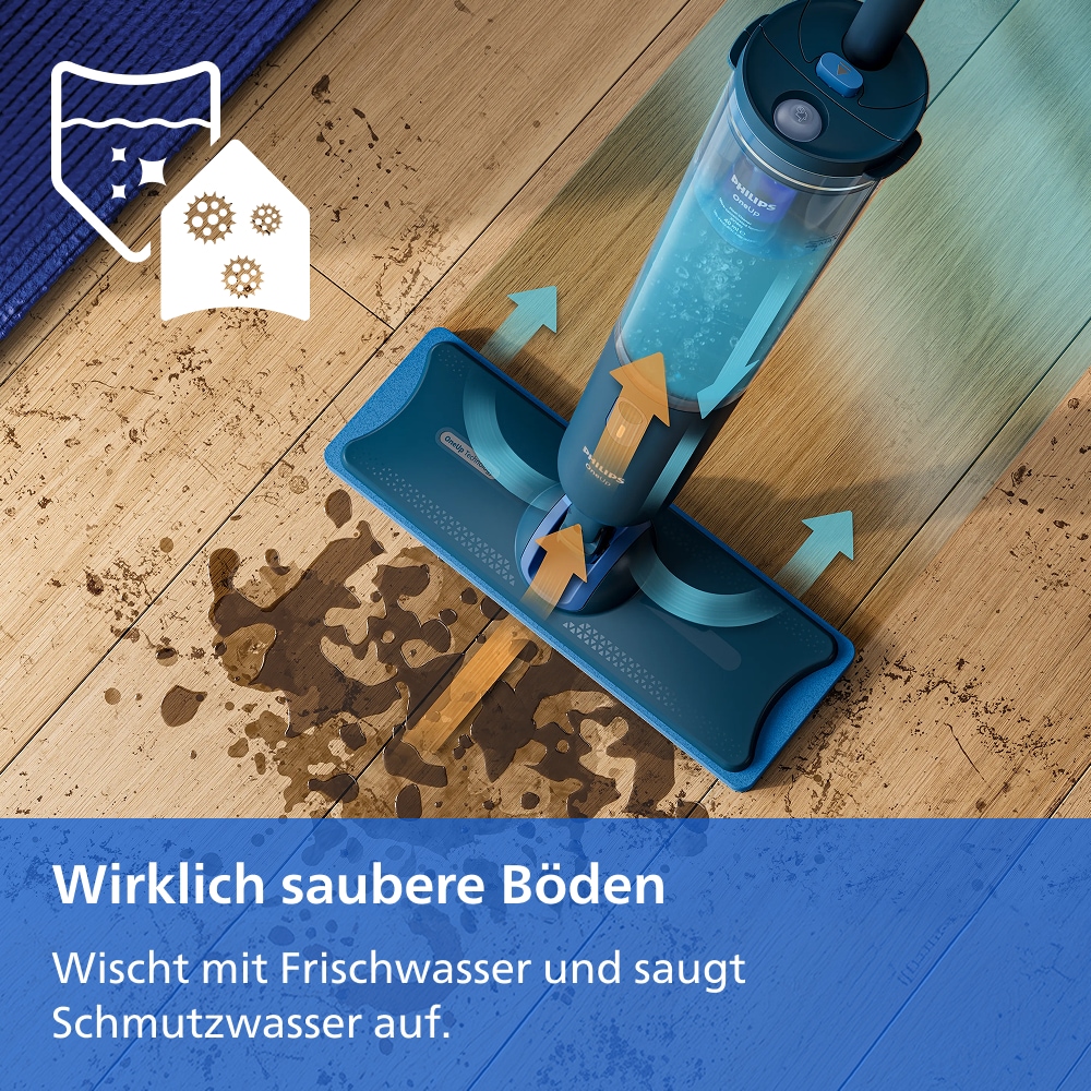 Philips Akku-Wischmopp »OneUp elektrischer Wischer 3000 Series XV3101/11« 50 min Akku-Laufzeit, inkl. 2 Pads und 40 ml Reiniger