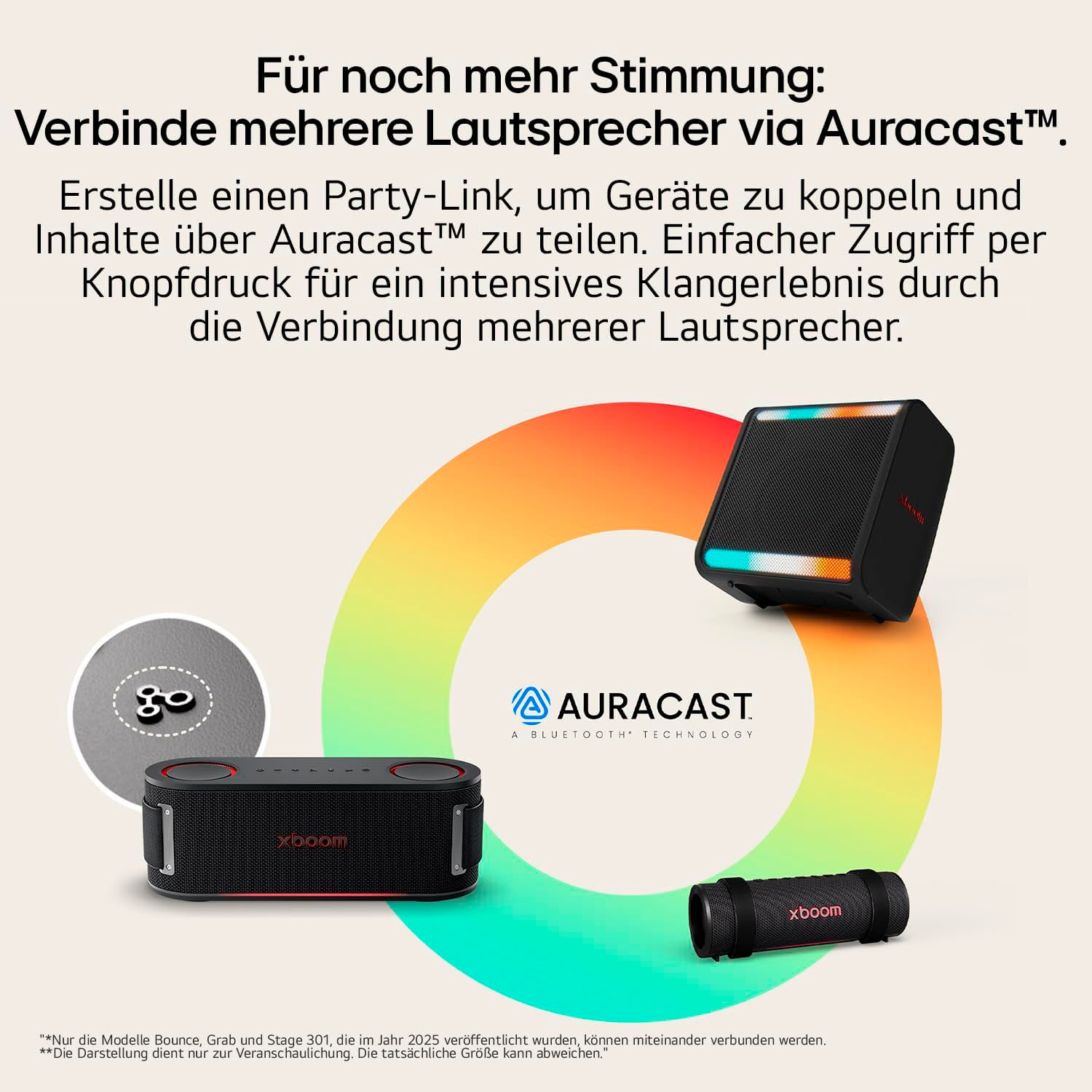 LG Bluetooth-Speaker »xboom GRAB« 1.1 (Bluetooth Apple Siri | Beleuchtungseffekte | EQ Modi | Extra Bass | Google Assistant | Lautstärkeanpassung | Multipoint Anbindung | Wireless Party Connect 30 W)