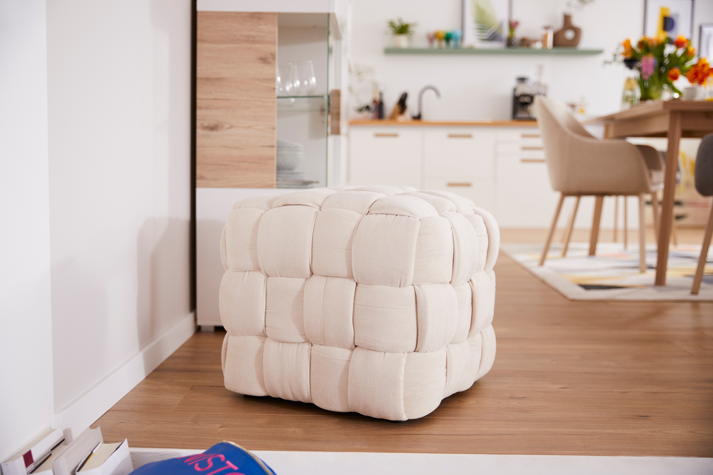 Jahnke Hocker »WEB ART S« Hocker, Couchtisch, Beistelltisch gepolstert in edler Flechtoptik