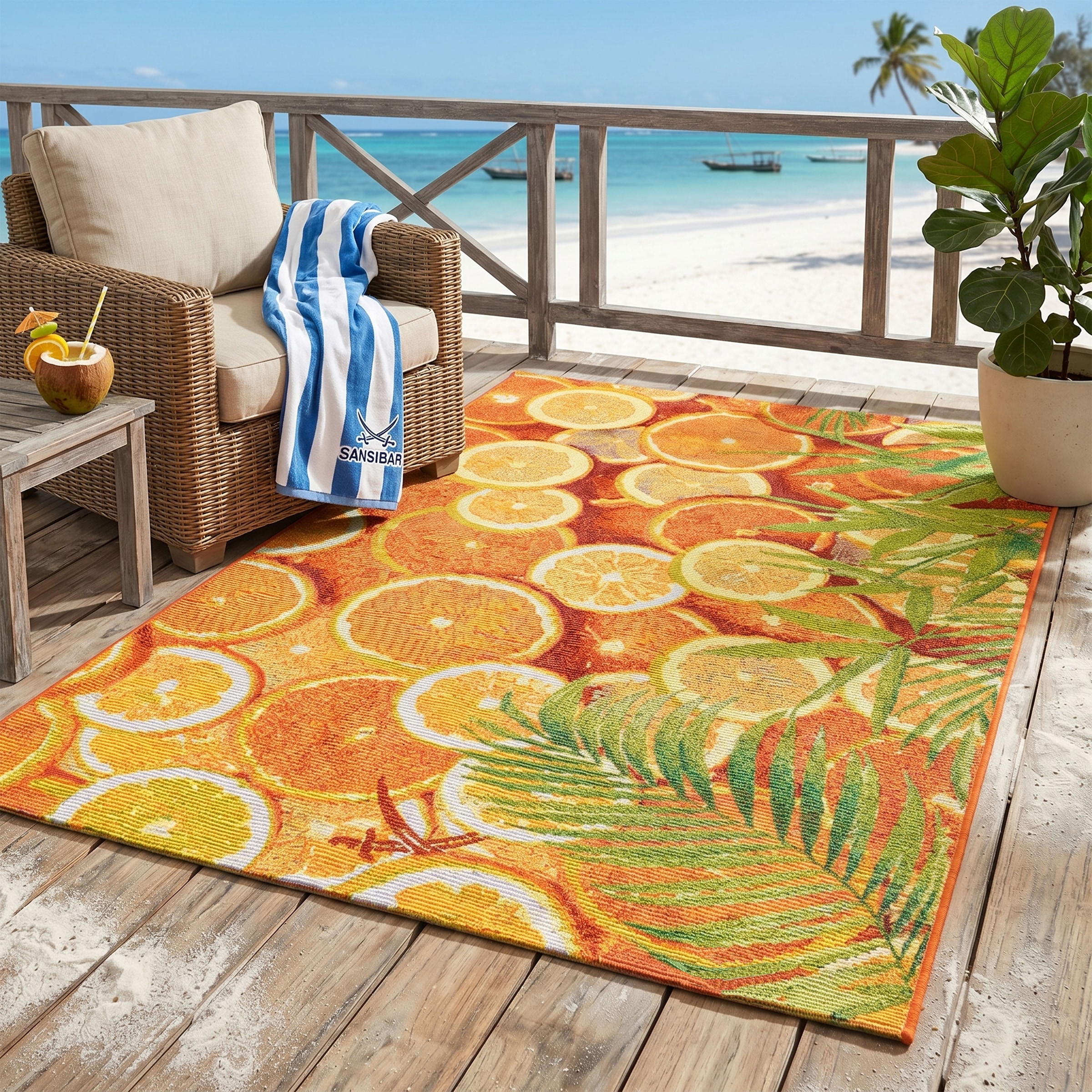 Sansibar Teppich »Rantum Beach 001« rechteckig 5 mm Höhe Flachgewebe, modernes Sommer Design, In- und Outdoor geeignet