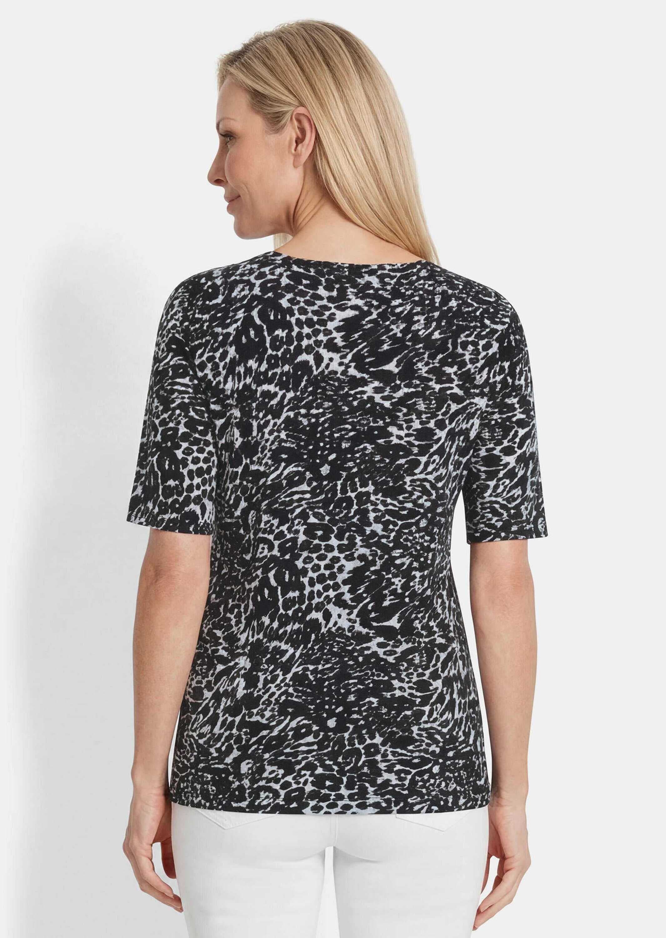 GOLDNER Kurzarmshirt »Viskoseshirt mit Leo Print« stretchbequemer Viskosejersey