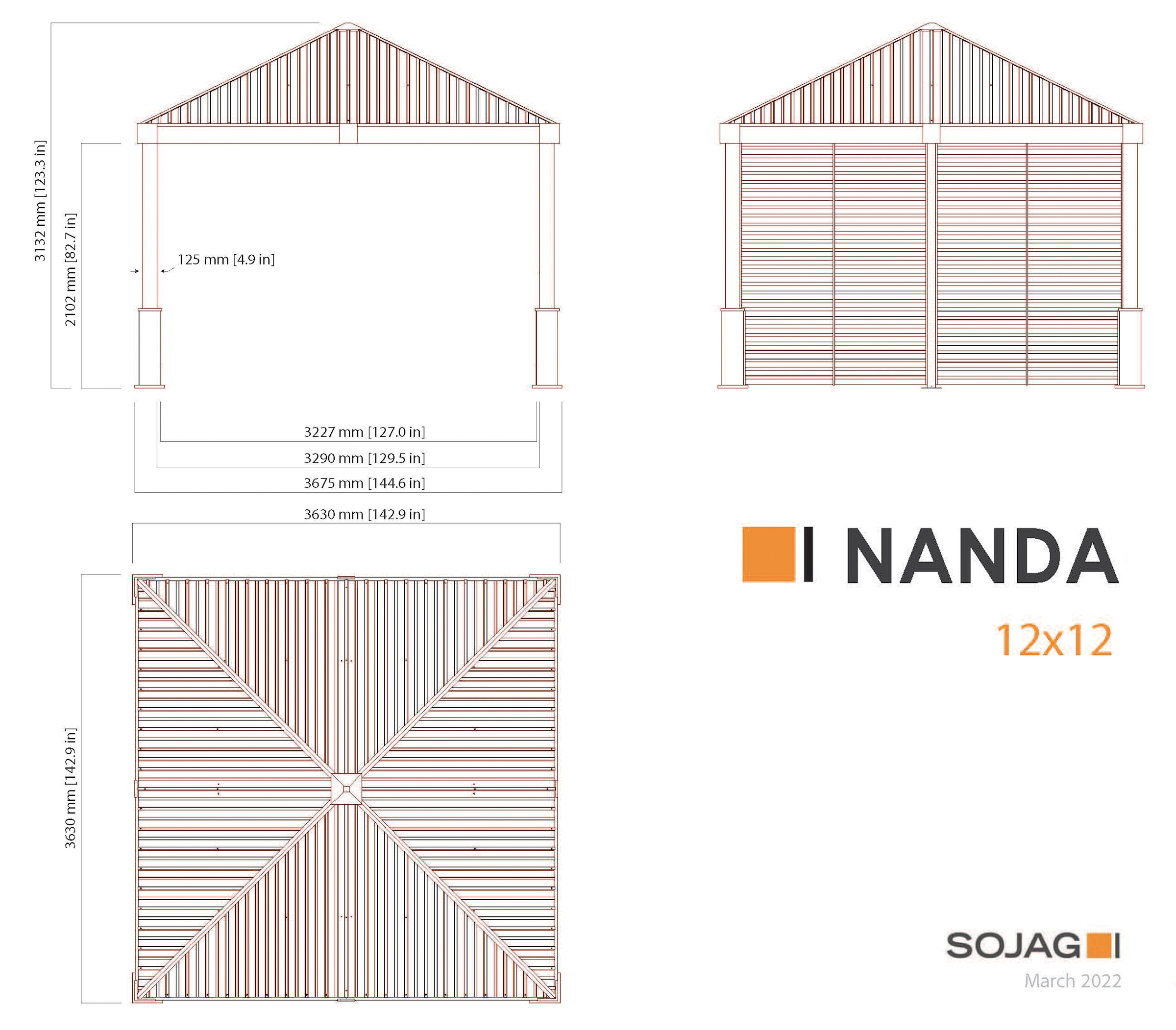 Sojag Pavillon »Nanda«, (Set), BxTxH: 368x368x313 cm, inkl. Westmann Heizstrahler und Moskitonetz