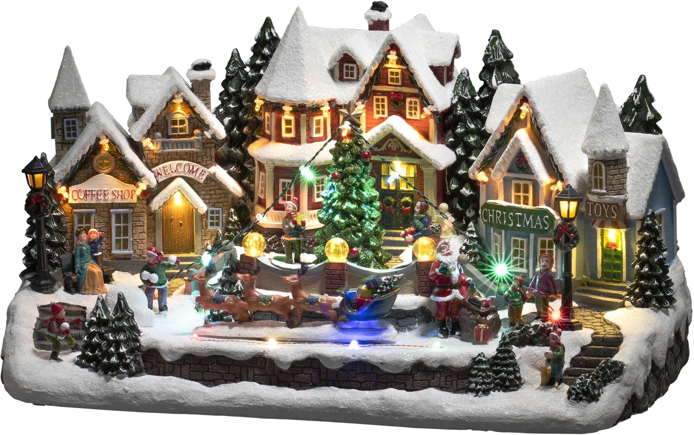 KONSTSMIDE Weihnachtsstadt »Weihnachtsdeko«, LED Szenerie, um online kaufen mit Rentierschlitten\