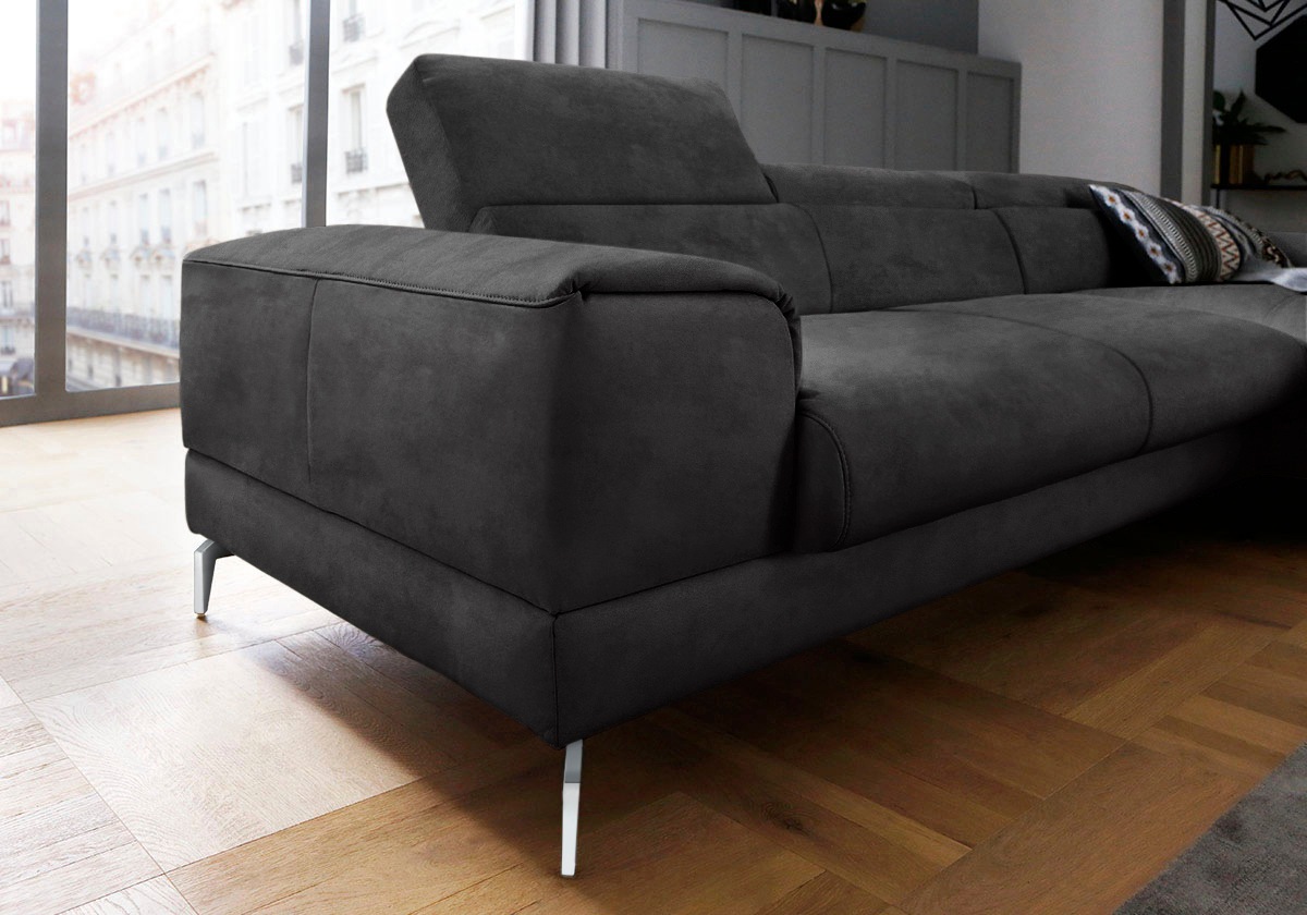 W.SCHILLIG Ecksofa »piedroo, Designsofa mit tollem Sitzkomfort, bequem und elegant, L-Form«, Kopfteilverstellung, wahlweise mit Sitztiefenverstellung, Breite 303cm