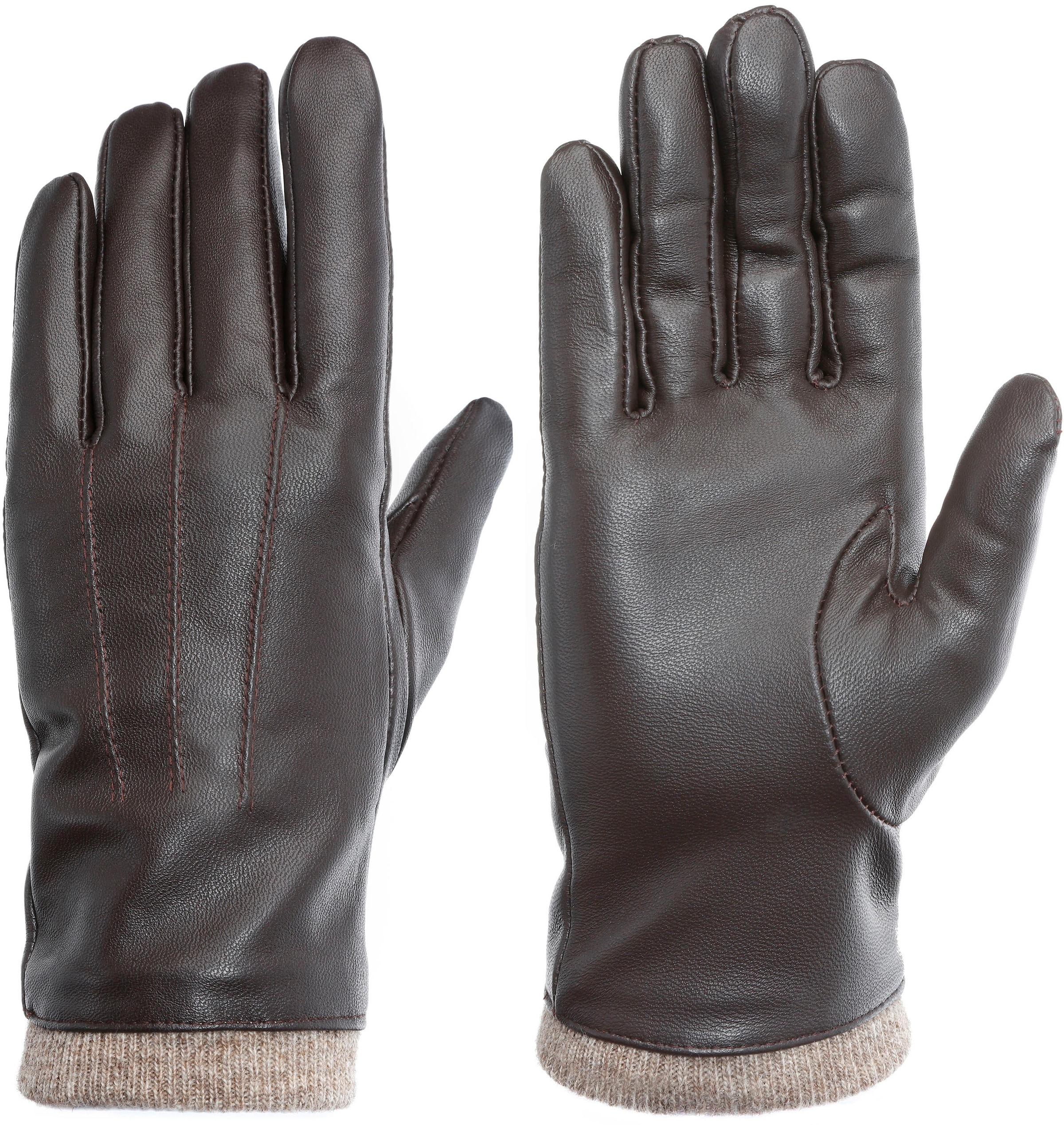 PEARLWOOD, Damen, Lederhandschuhe »Daisy« Touchscreenfähig - mit 10 Fingern bedienbar, Ziernähte, dunkelbraun, dunkelbraun, Damen Lederhandschuhe von 