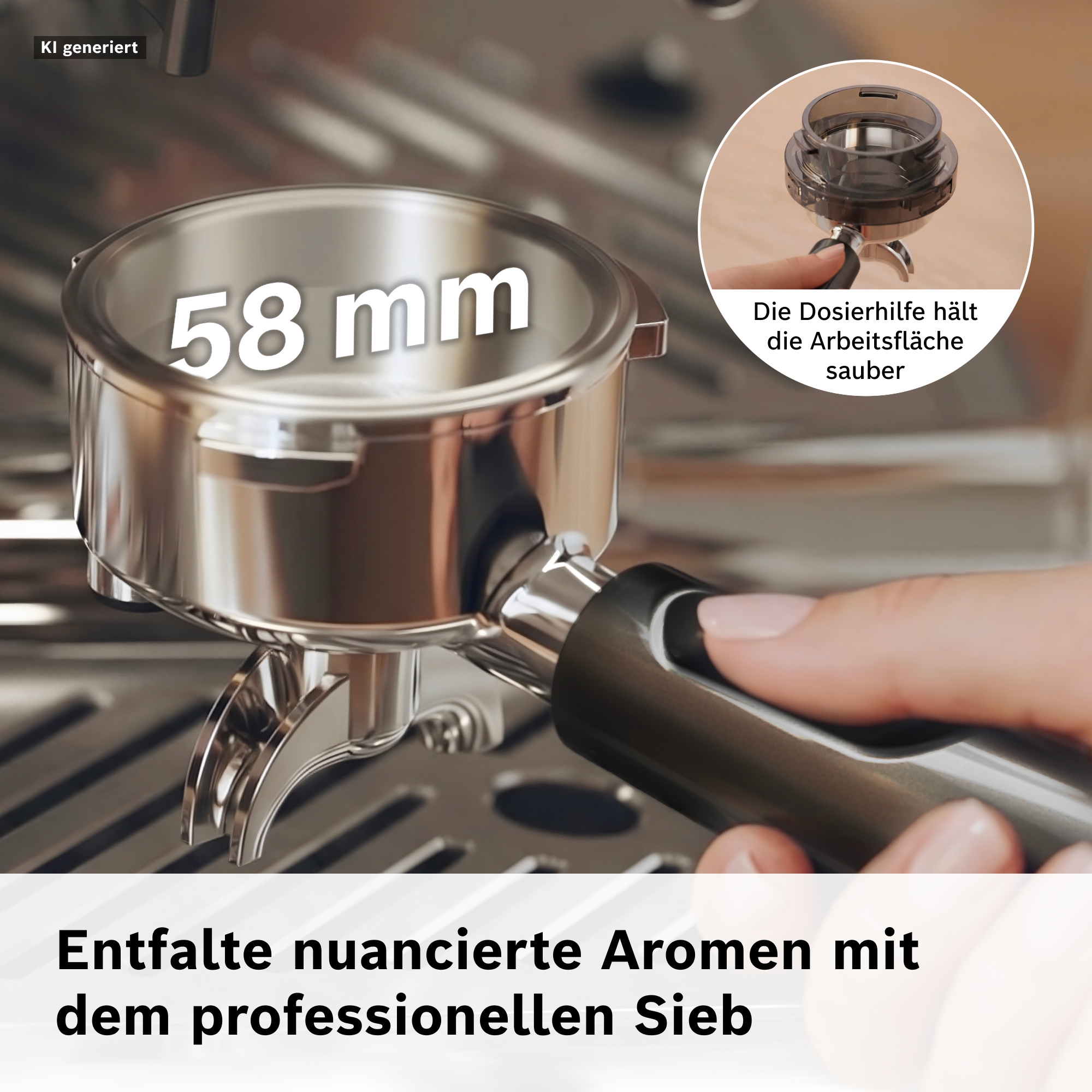 BOSCH Espressomaschine »Bosch halbautomatische Siebträgermaschine HomeCafé Serie 4« Integriertes Mahlwerk, 58mm-Siebträger, 30 Mahlgrade, 5 Direktwahl