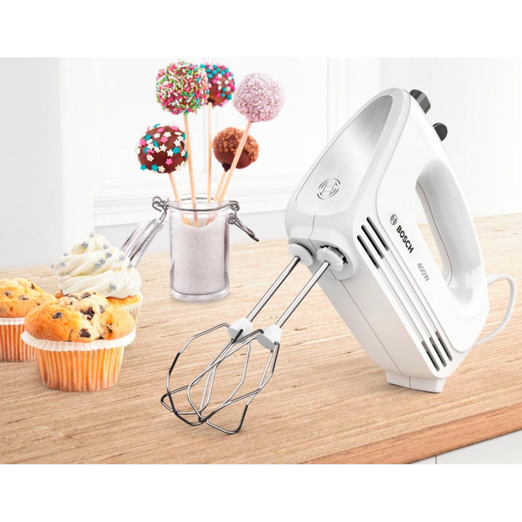 BOSCH Handmixer »CleverMixx MFQ24200«, 400 W, inkl. Edelstahl-Tubobesen, Edelstahl-Knethaken, leicht und ergonomisch