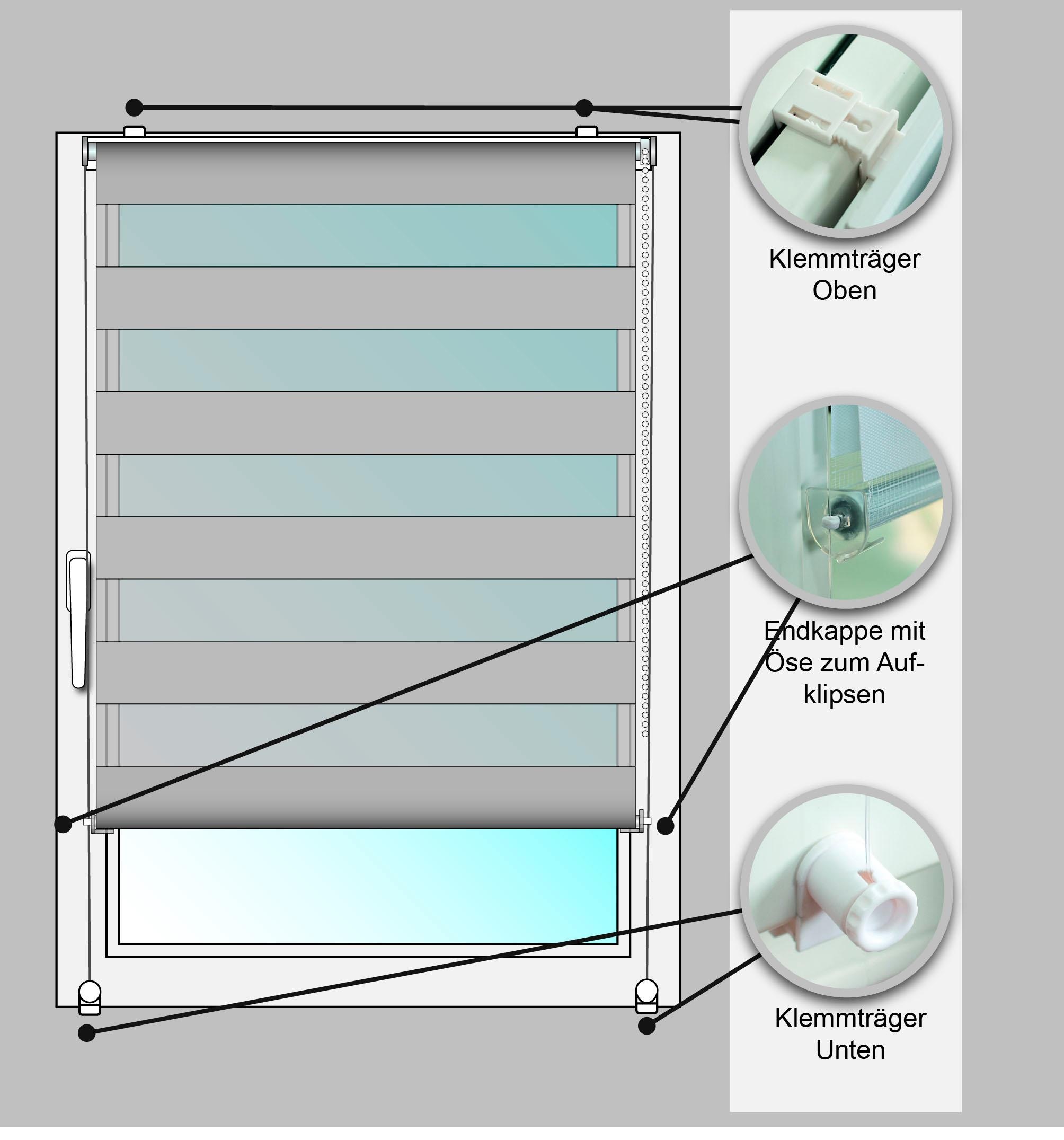 Doppelrollo Klemmfix Duo Rollo ohne Bohren Blickdicht für Fenster Tür  anthrazit