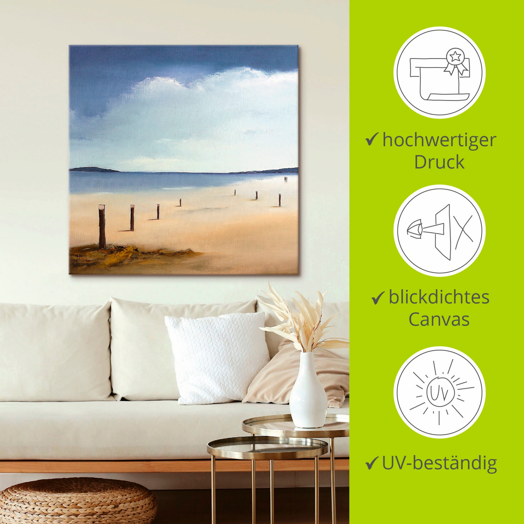 Artland Leinwandbild »Am Strand entlang« Strand 1 Stk. tlg. auf Holzrahmen gespannt