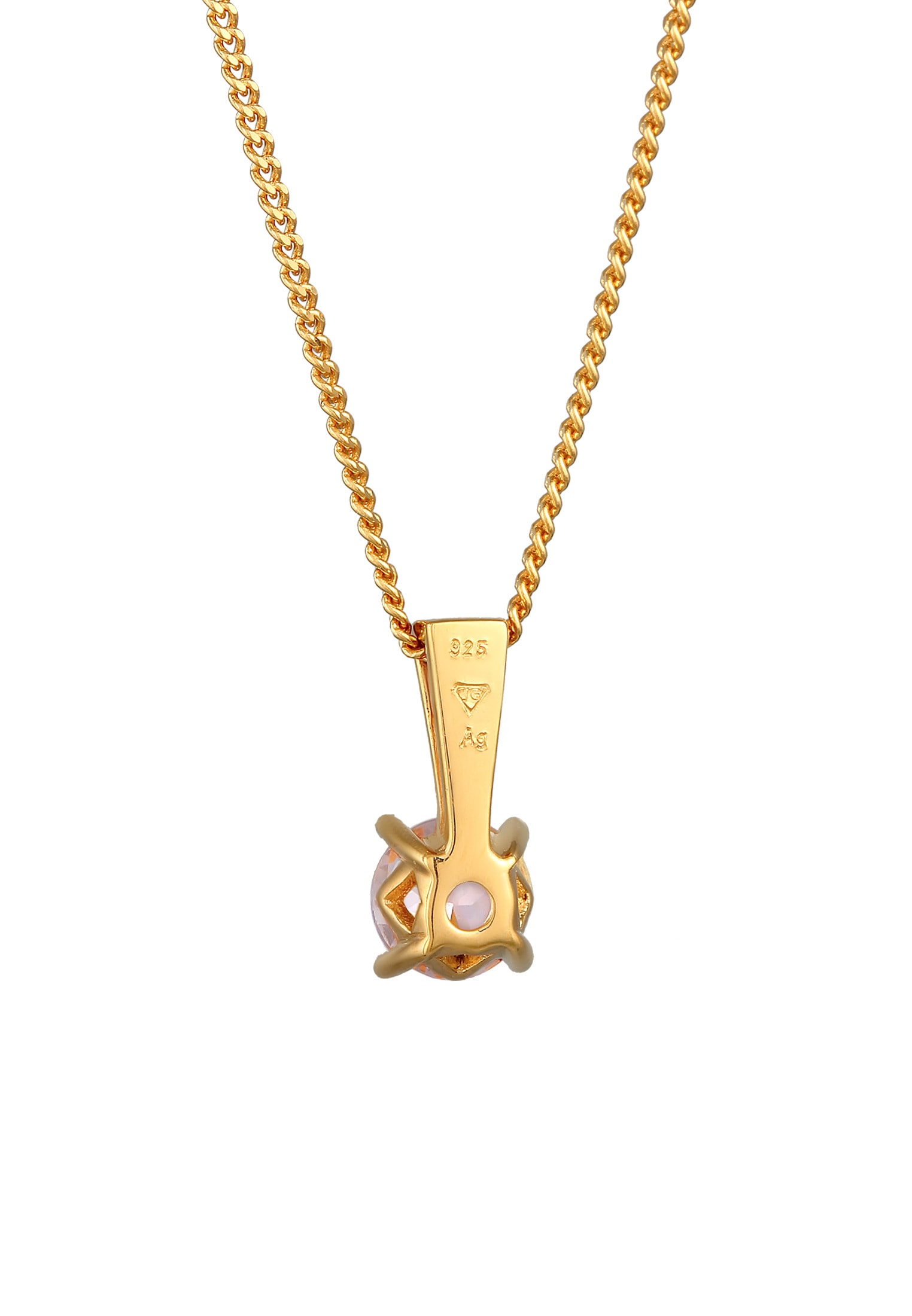 Elli Premium Kette mit Anhänger »Halskette Solitär Morganit Edelstein 925 Silber vergoldet«