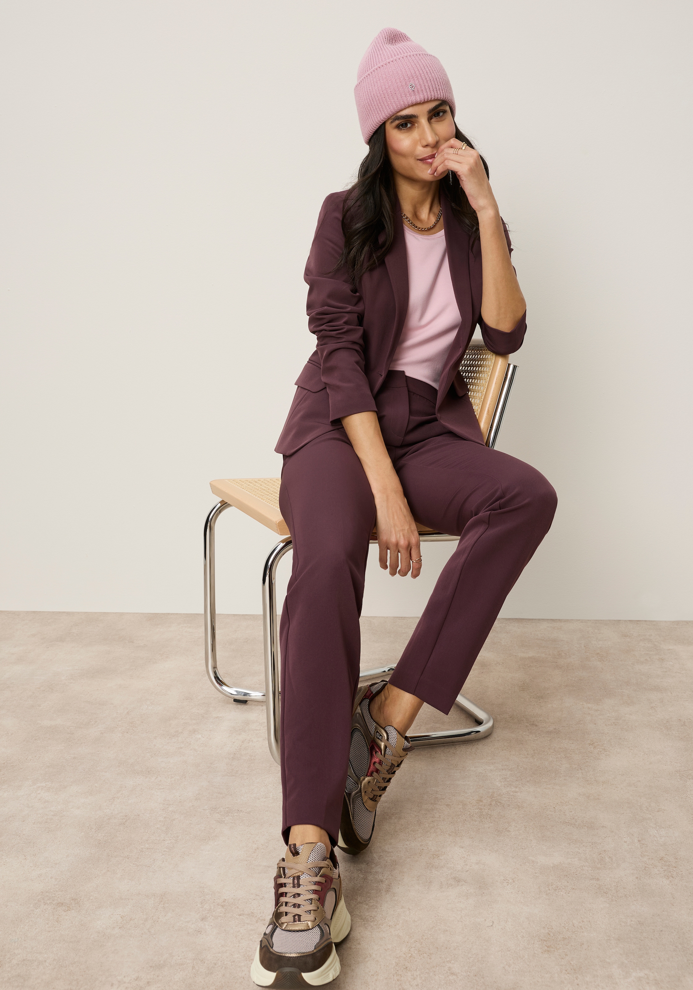 Tamaris Anzughose »mit schlanker Passform mit elastischem Bund«  in Trendfarben - mit passendem Blazer