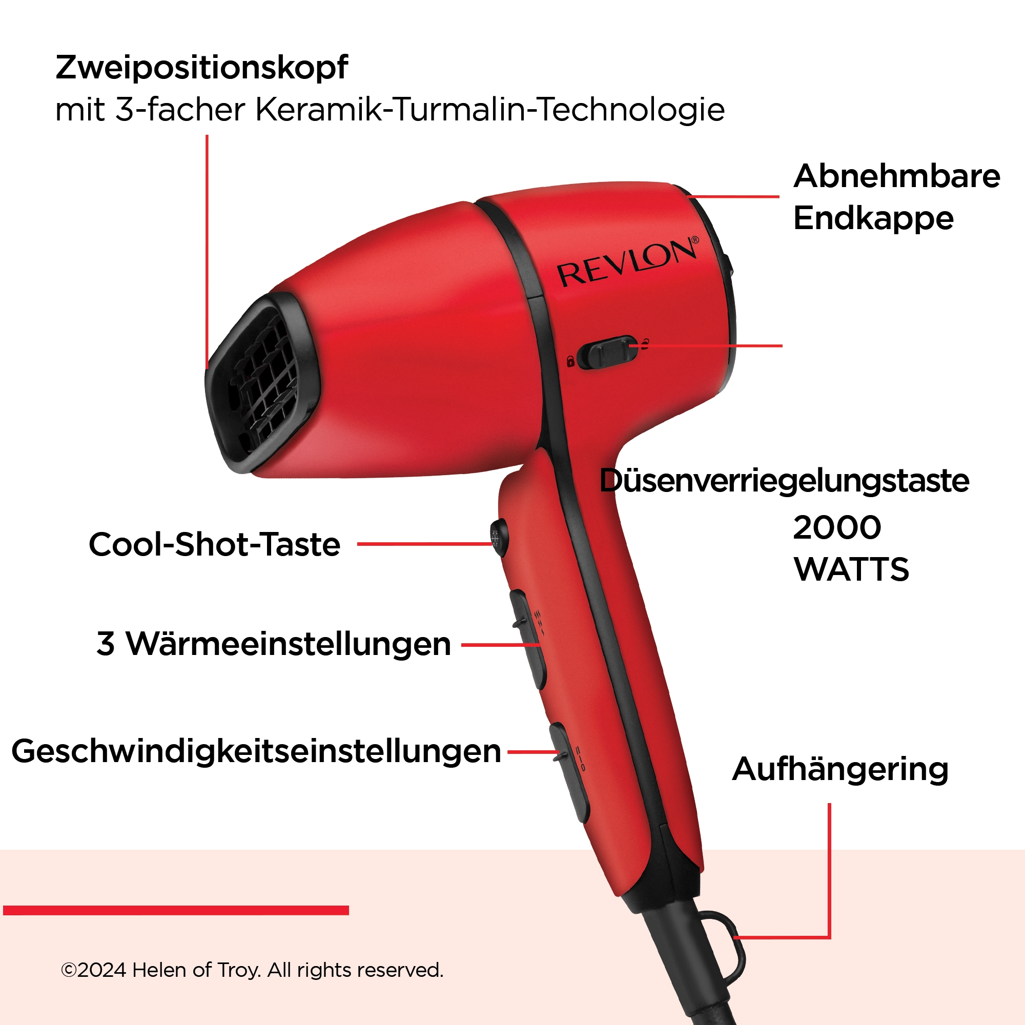 Revlon Haartrockner »Haartrockner mit Luftstromregelung - REVLON Airflow Control, RVDR5320E«, 2000 W, 2 Aufsätze, kompakter Trockner, Frisierdüse + Lockenverstärkungs-Diffusor, 2000 W