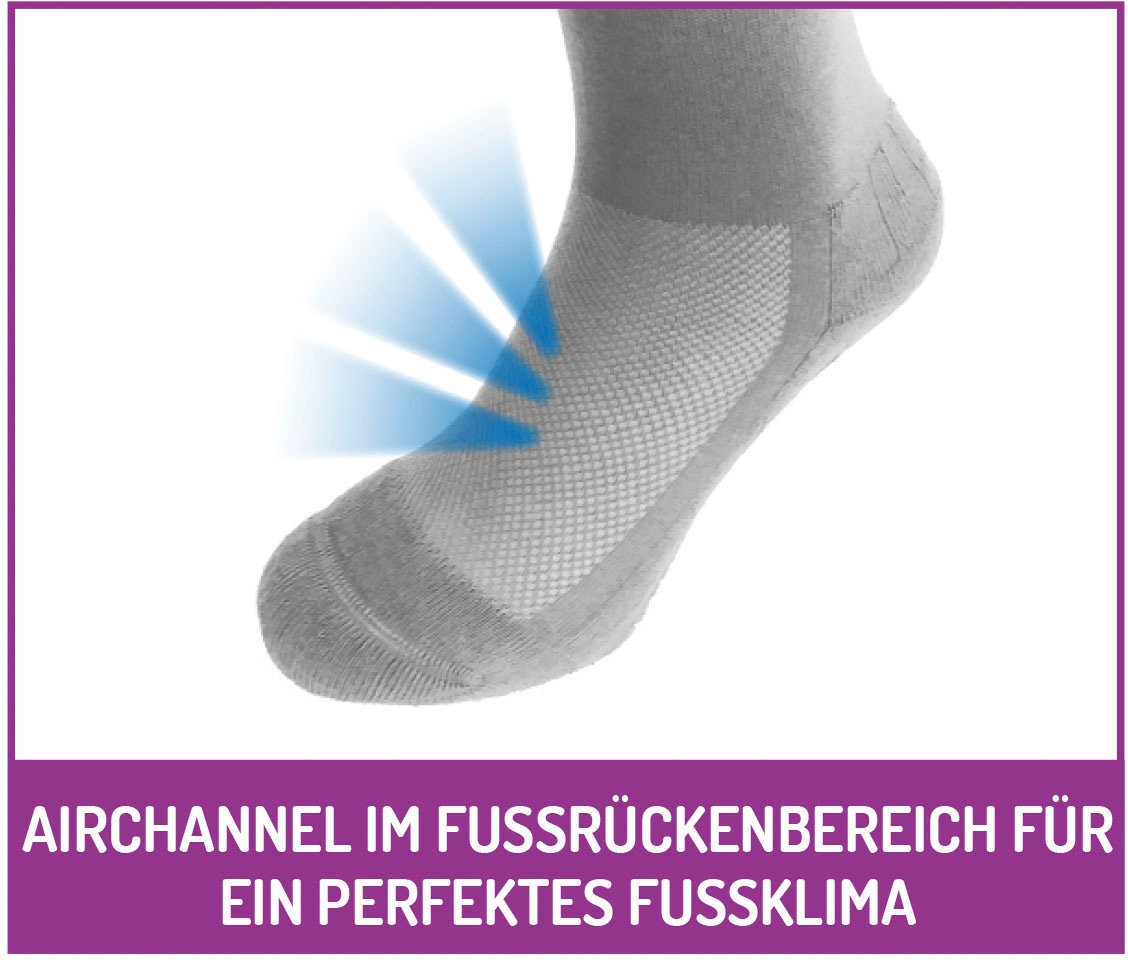 Fußgut Diabetikersocken »Venenfreund Kniestrümpfe mit Airchannel Fußbelüftung«, (2 Paar), verstärkte Fußpolsterung, weiter Bund, Druckentlastung, bequemer Bund