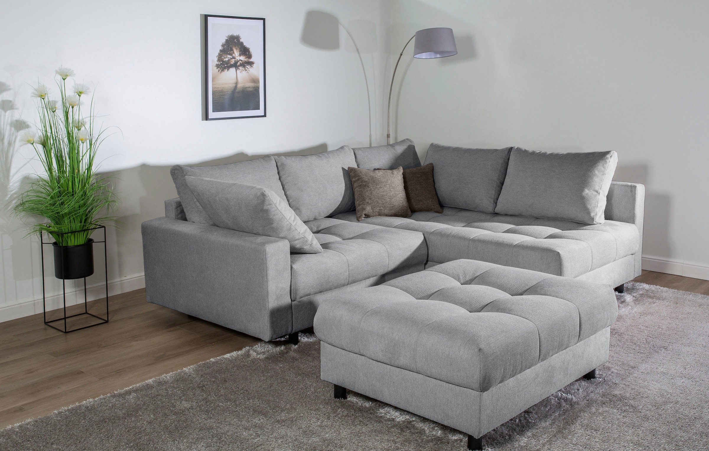 Home affaire Ecksofa »Toni L-Form«, Ottomane beidseitig montierbar, Federkern-Polsterung