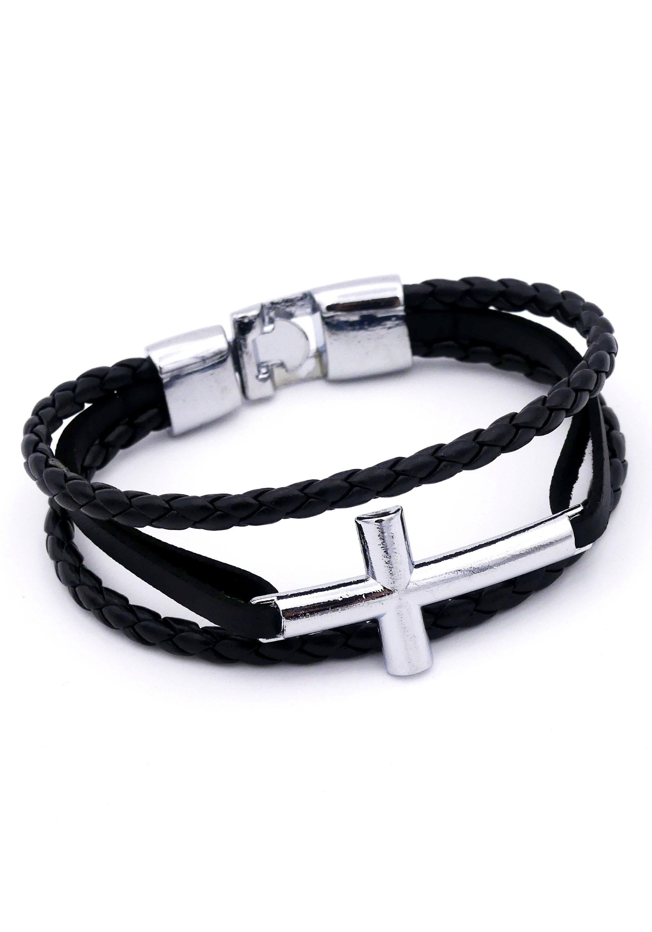 Firetti Armband "Kreuz, mehrreihig, teilweise geflochten"