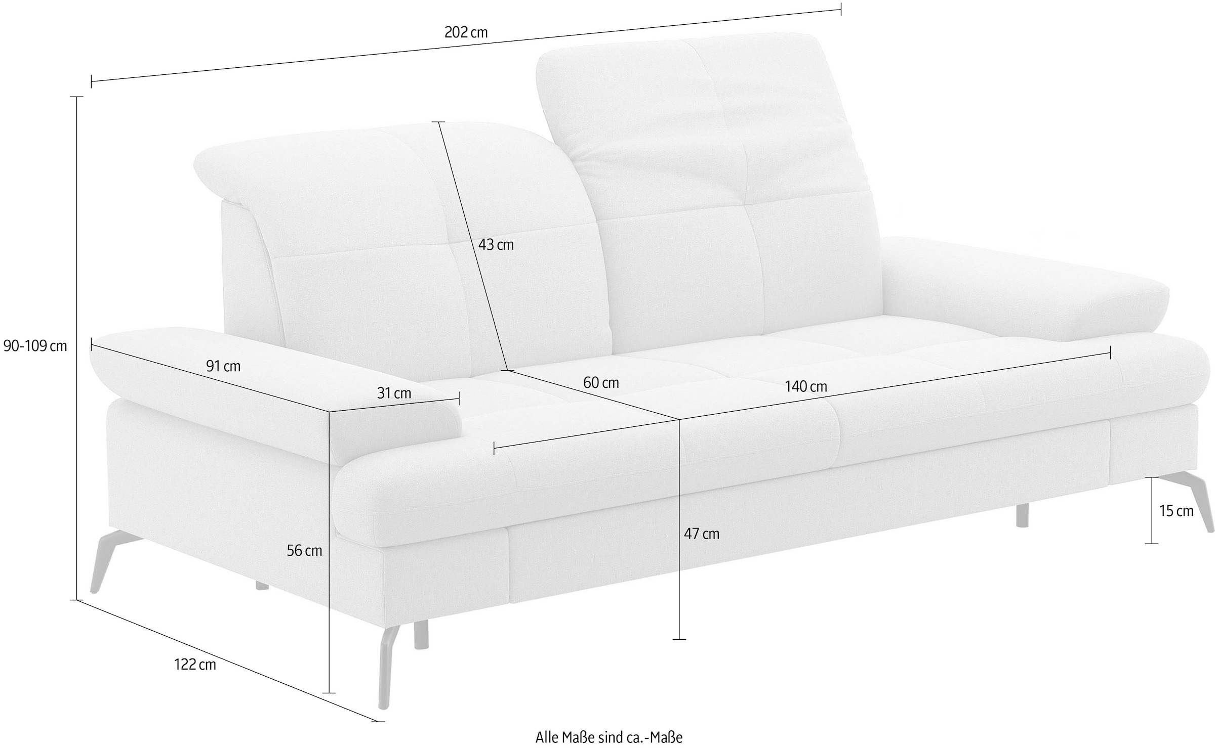 sit&more 2,5-Sitzer »Amica, inkl. Sitztiefenverstellung und Armteilverstellung«, wahlweise mit Kopfteilverstellung und Bettfunktion