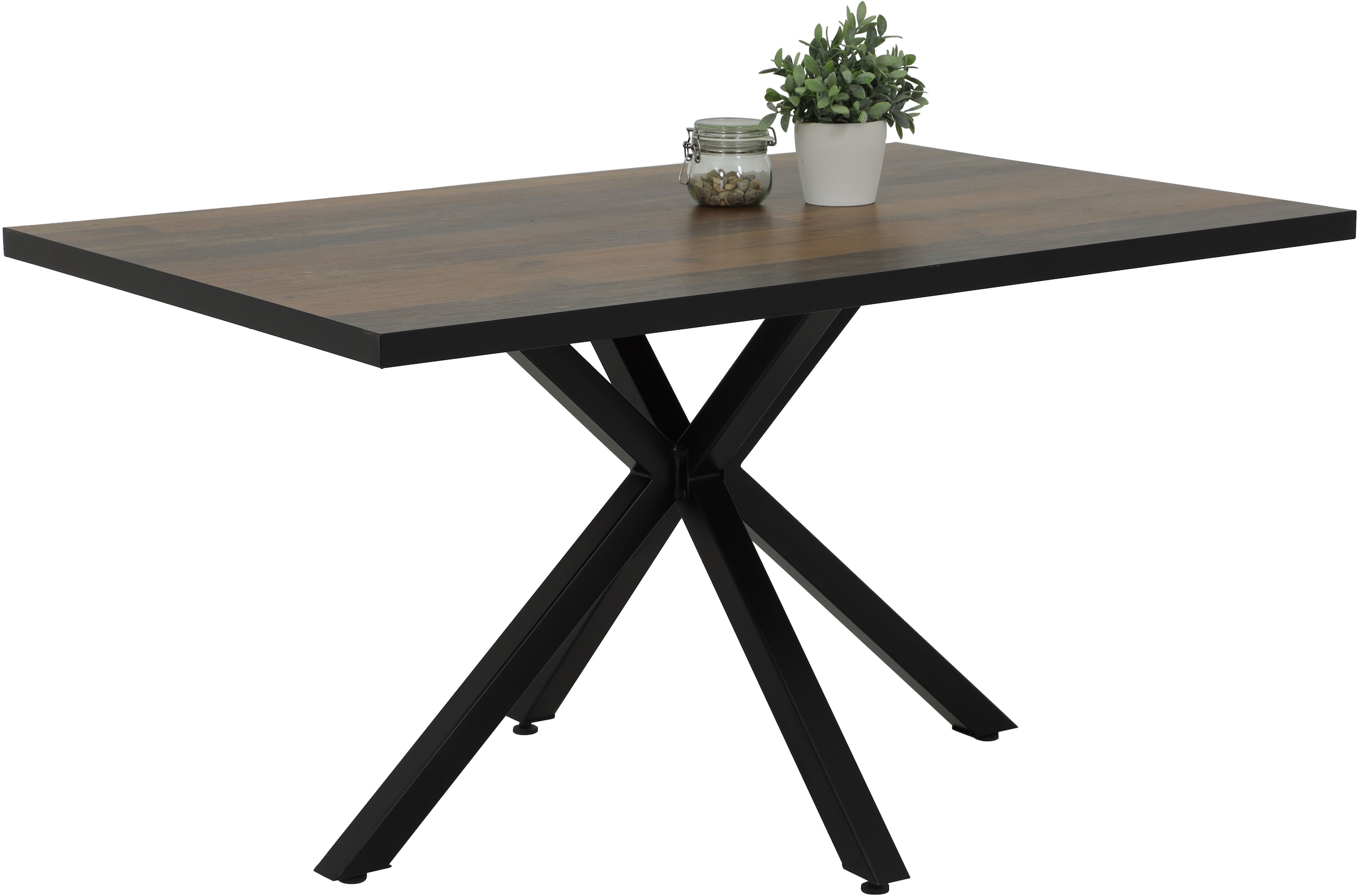 HELA Essgruppe »SPREE« 4 Stk. tlg. Esstisch 140x90 cm mit Dickkante, Microfaserbezug,