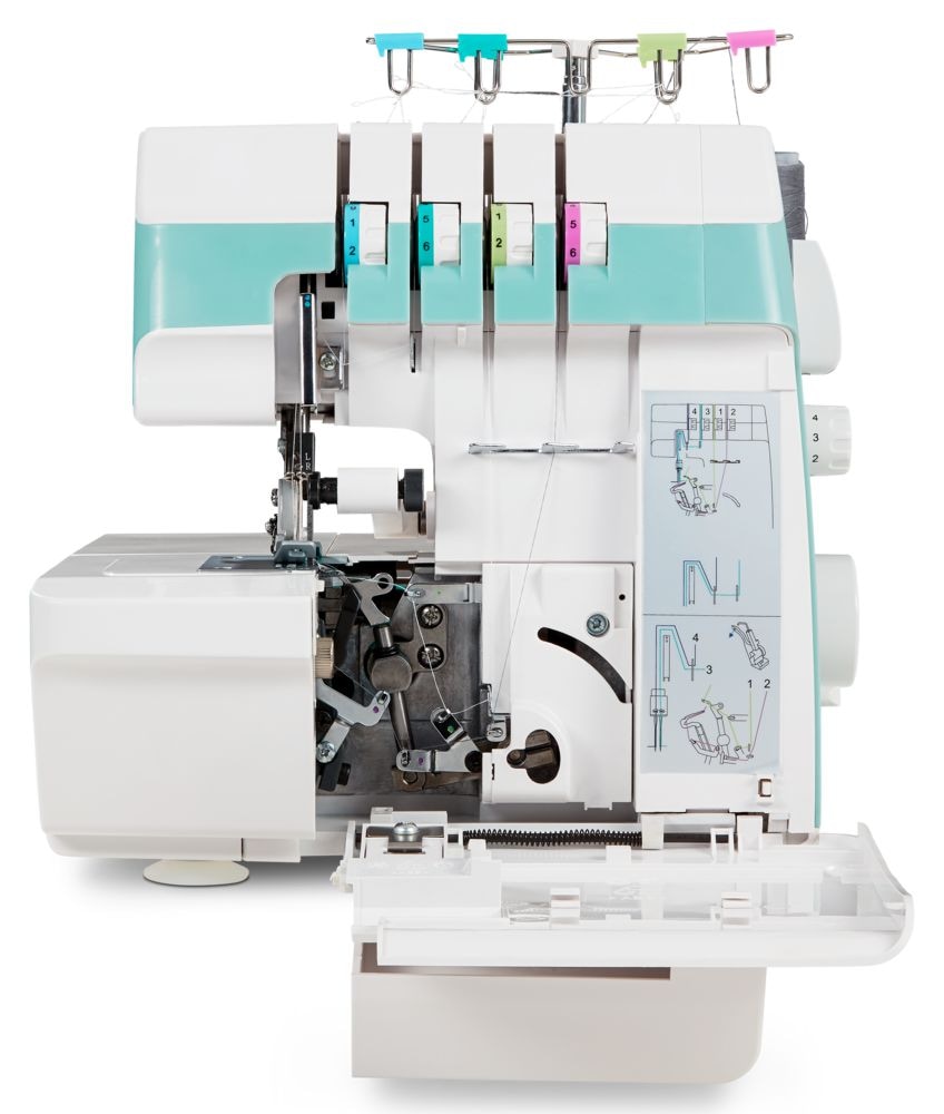 Medion® Overlock-Nähmaschine »MD 19169, Teleskopfadenführung, Zubehör- Fach,«, 4 Fäden gleichzeitig, Nähen mit 2 Nadeln, Einstellbare Fadenspannung