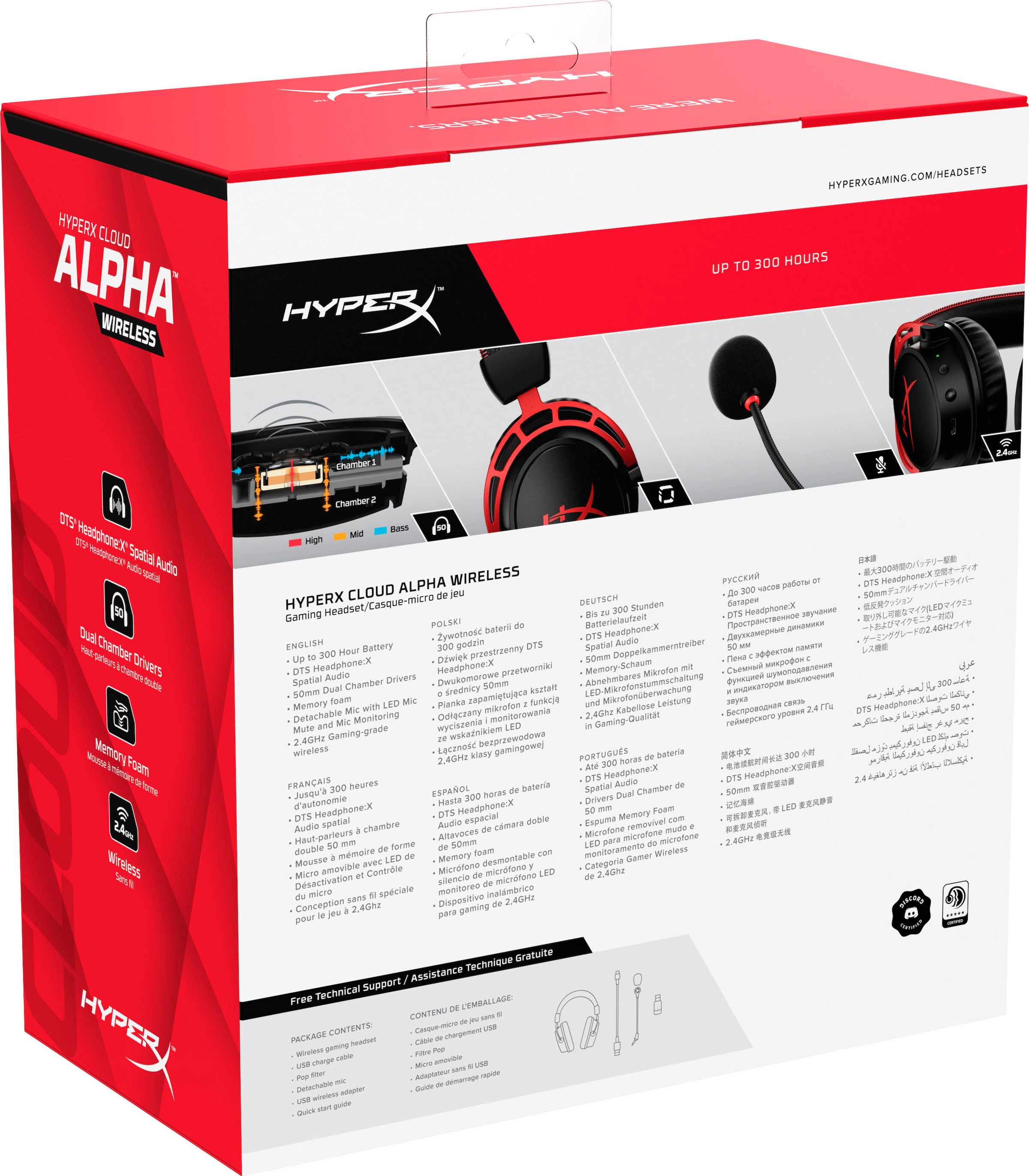 HyperX Gaming-Headset »Cloud Alpha Wireless«, LED Ladestandsanzeige- Rauschunterdrückung-Mikrofon abnehmbar ➥ 3 Jahre XXL Garantie | UNIVERSAL