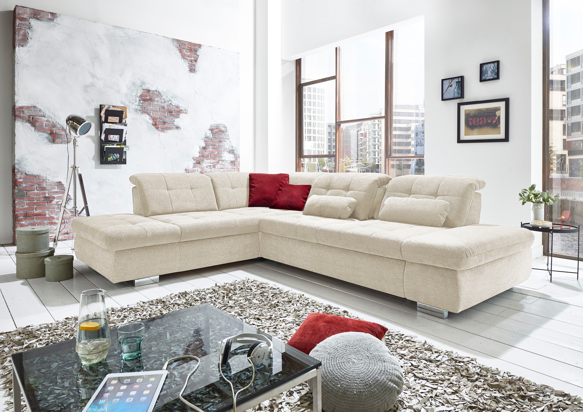 Die PlanBar Ecksofa »MP-IN17004 L-Form, Breite 323 cm, mit Kaltschaum-Polsterung« inkl. Sitztiefenverstellung, wahlweise weitere Funktionen