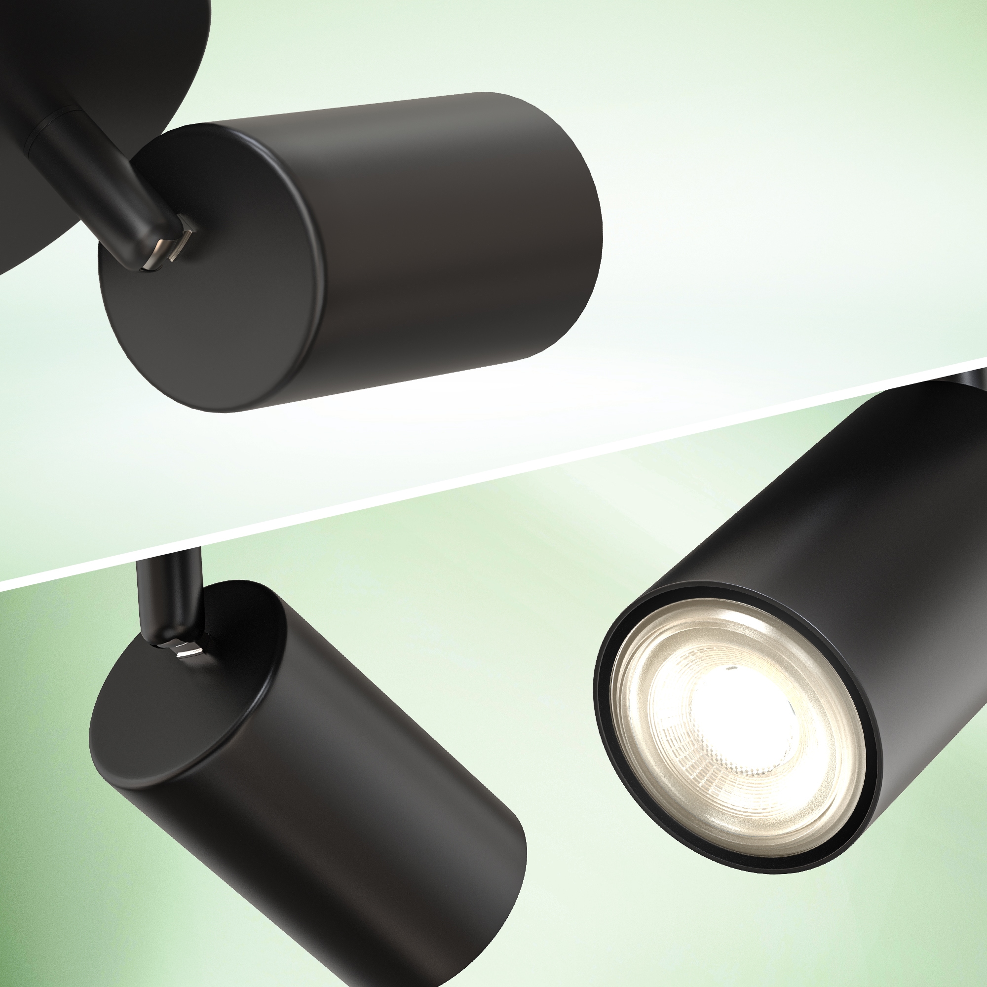 B.K.Licht Deckenstrahler »BK_DS1629 EEK A LED Deckenlampe, Schwenkbar, Deckenspot« GU10 1 Stk. Warmweiß Inkl. 2x GU10, 3.000 K, 450Lm, 2W, 15,5 x 5,5 x 25,5 cm, Schwarz