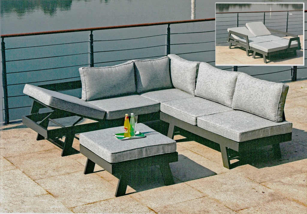 Gartenlounge-Set »DONNA«, (1x Eckbank, 1 Tisch/Hocker), inkl. Auflagen