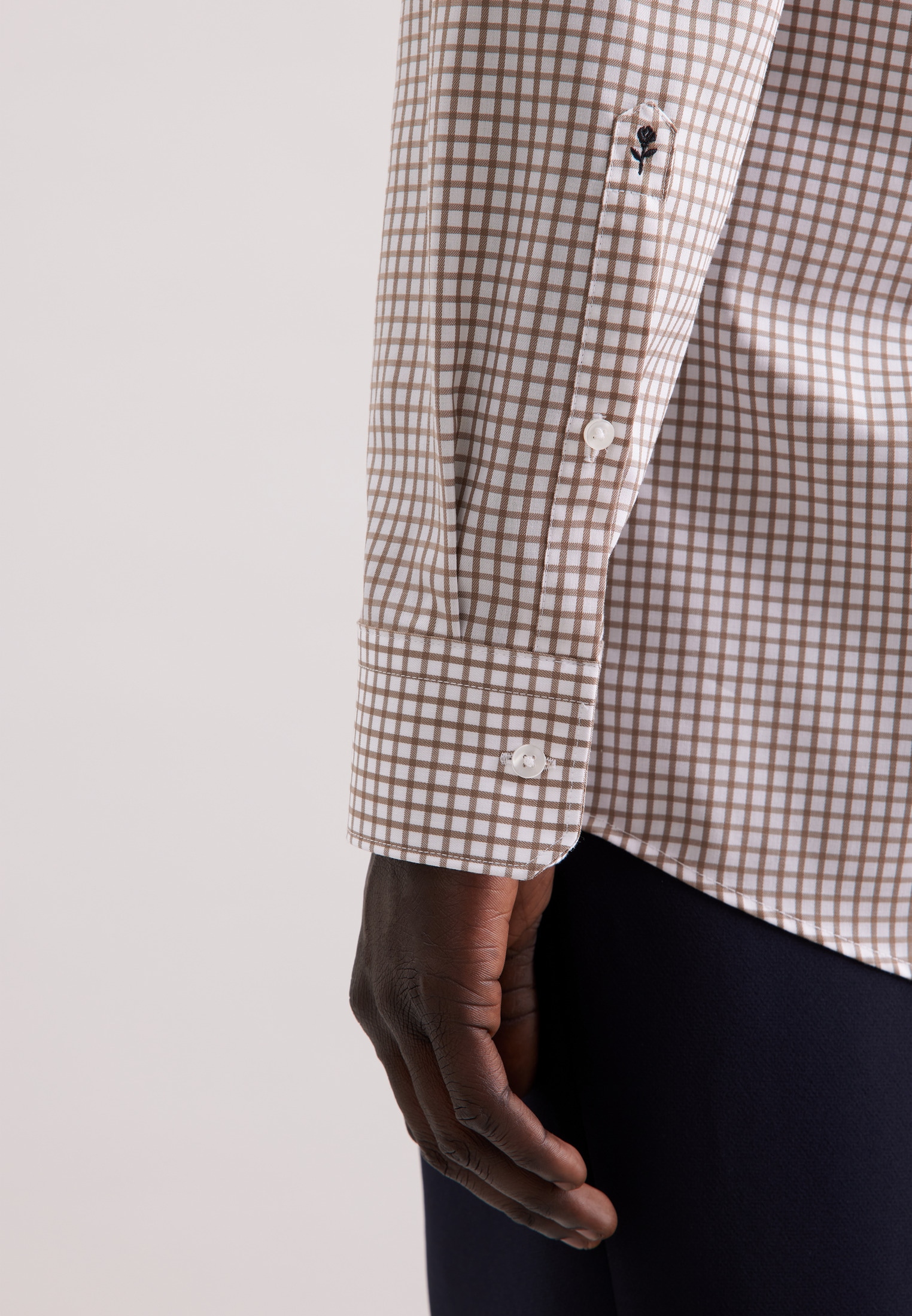 seidensticker Businesshemd »Schwarze Rose« Regular 1/1 Covered-Button-Down-Kragen Karo