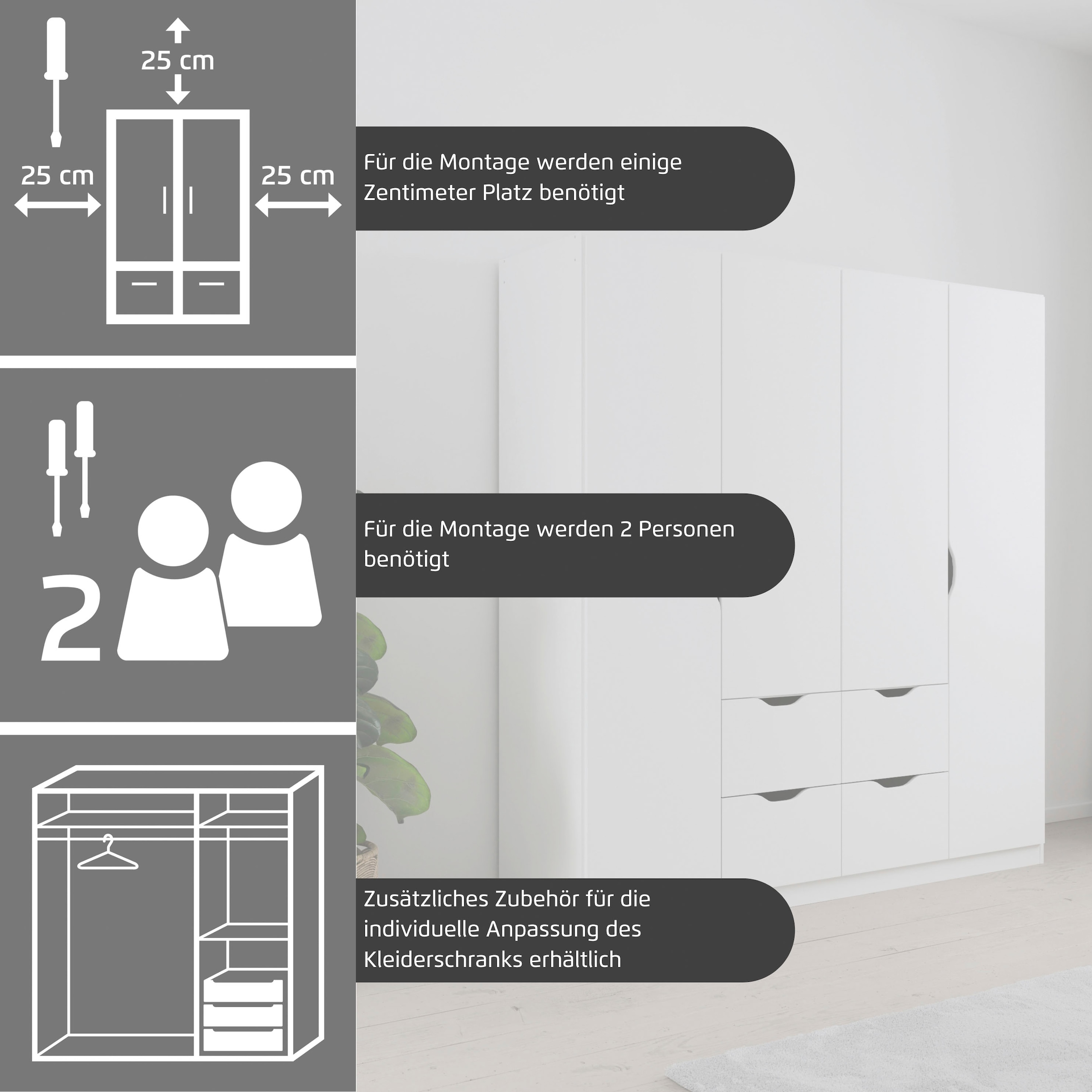 rauch Kleiderschrank »Freising geräumiger Schrank Garderobe Schlafzimmerschrank« in 2 Breiten erhältlich TOP ANGEBOT !,  mit Griffmulden und Schubkästen OTTO´s Chois TOP PRODUKT