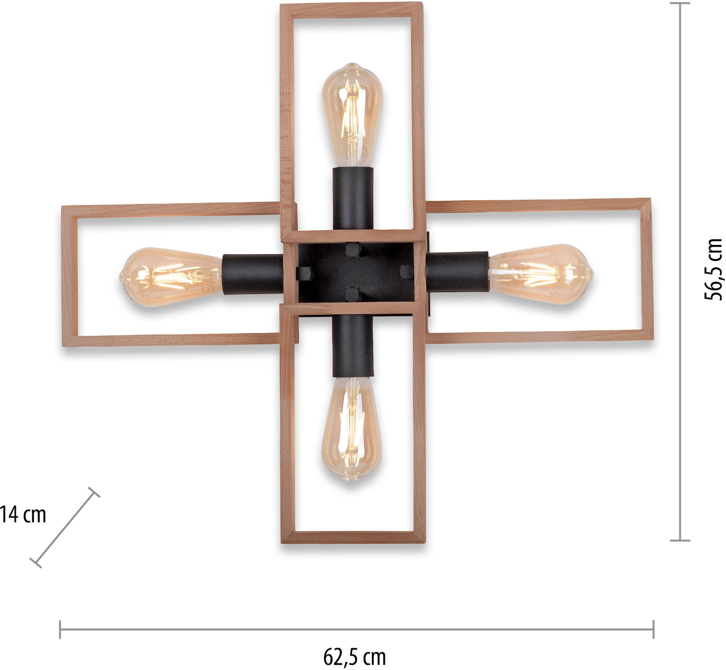 affaire flammig-flammig, | online XXL kaufen 4 Leuchtmittel aus E27 (Akazienholz), Jahren Deckenleuchte Holz mit Garantie »Nohen«, geeignet für 3 Home Deckenlampe