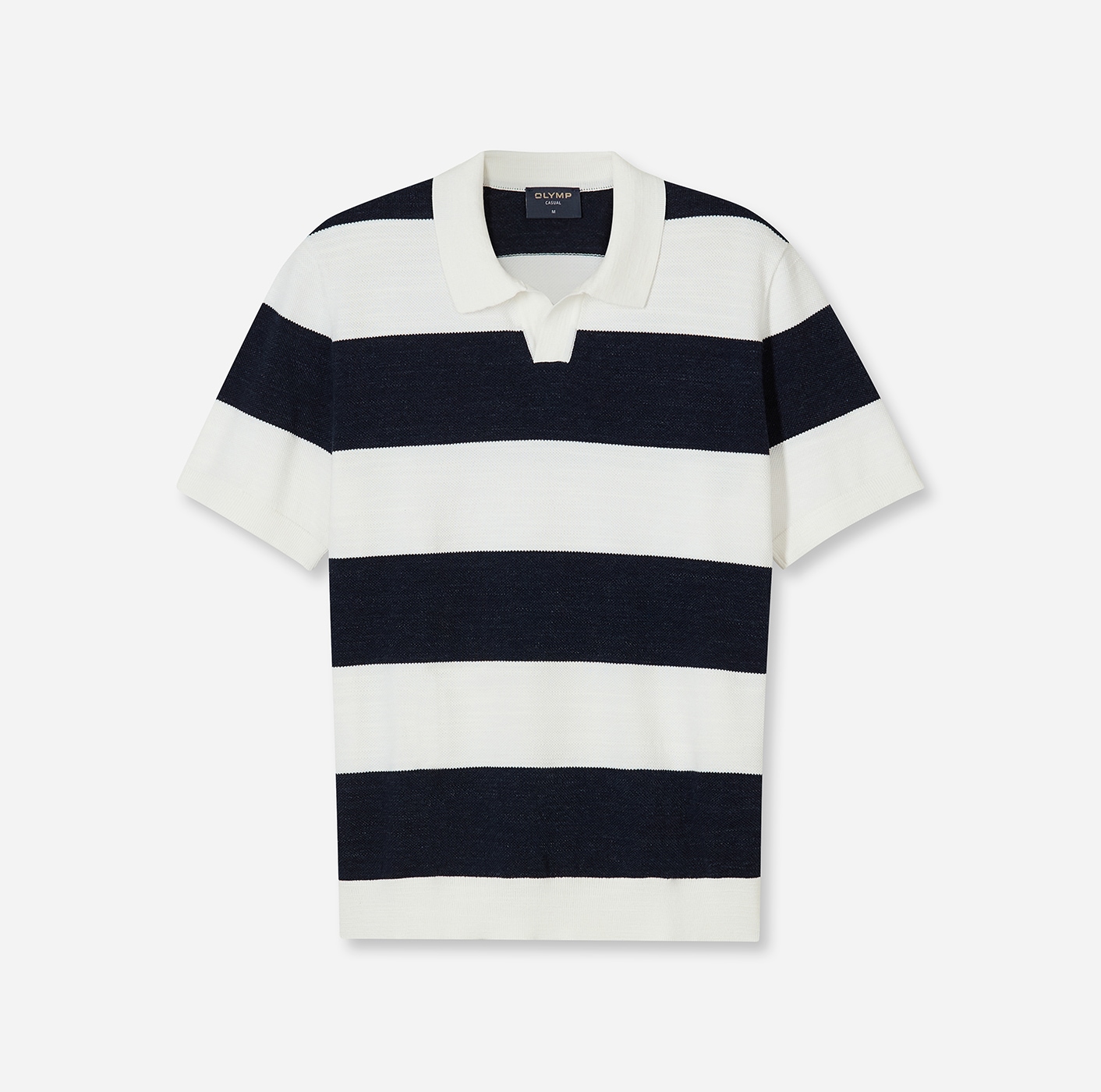 OLYMP Kurzarmshirt mit Block-Streifen und im Strick-Look