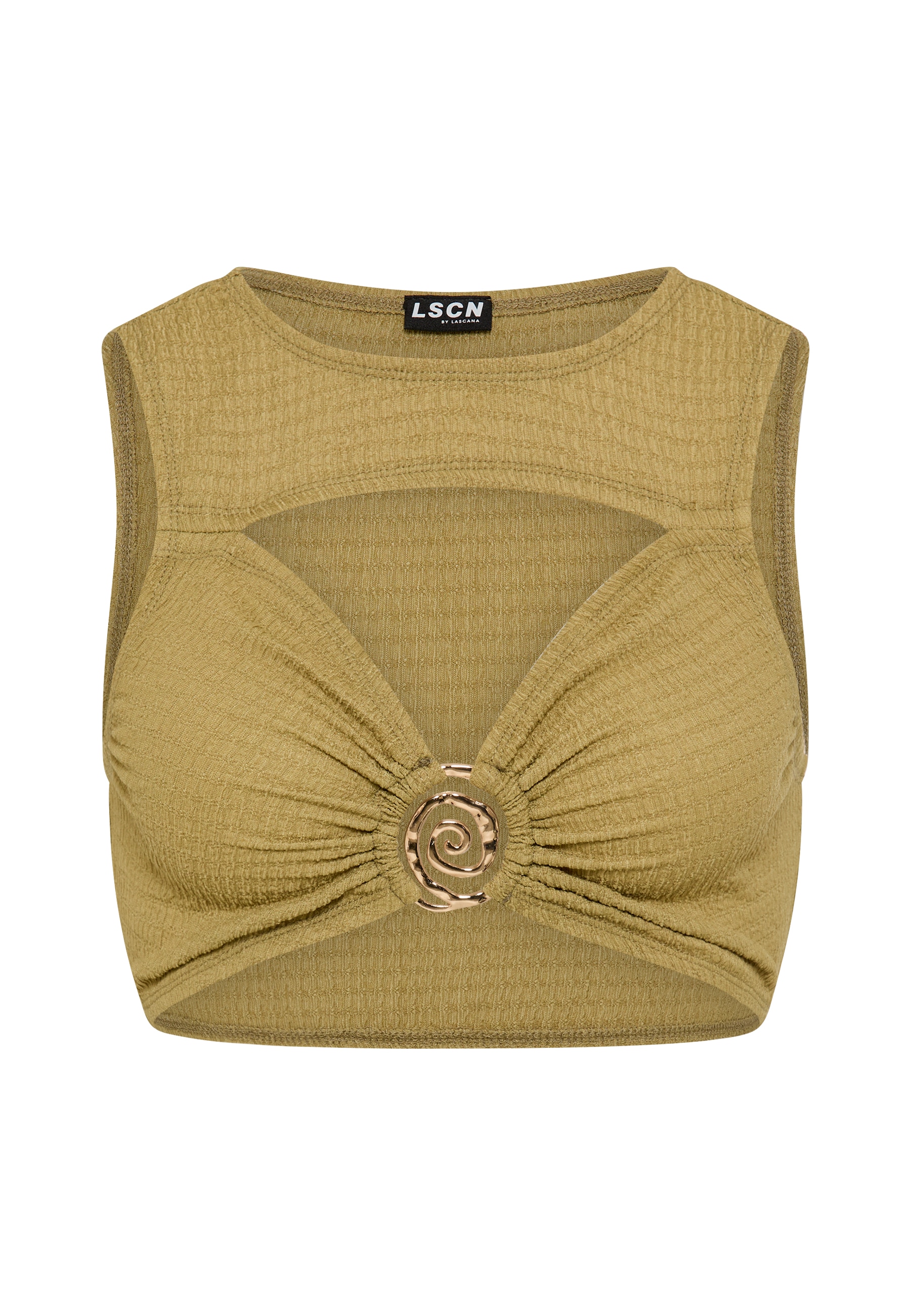 LSCN by LASCANA Crop-Top aus weicher Crinkleware mit Zieraccessoire