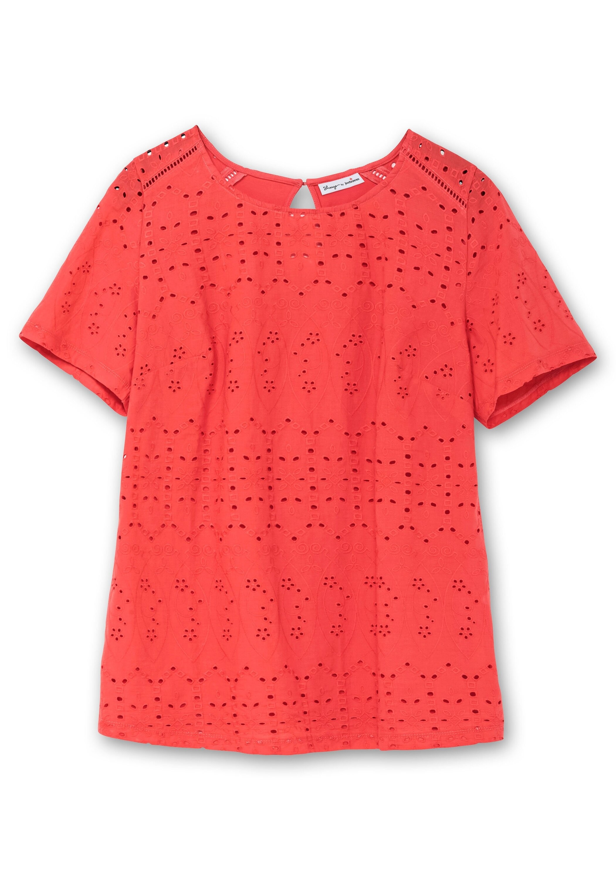 Sheego T-Shirt »Shirt im Materialmix, mit Lochstickereien«