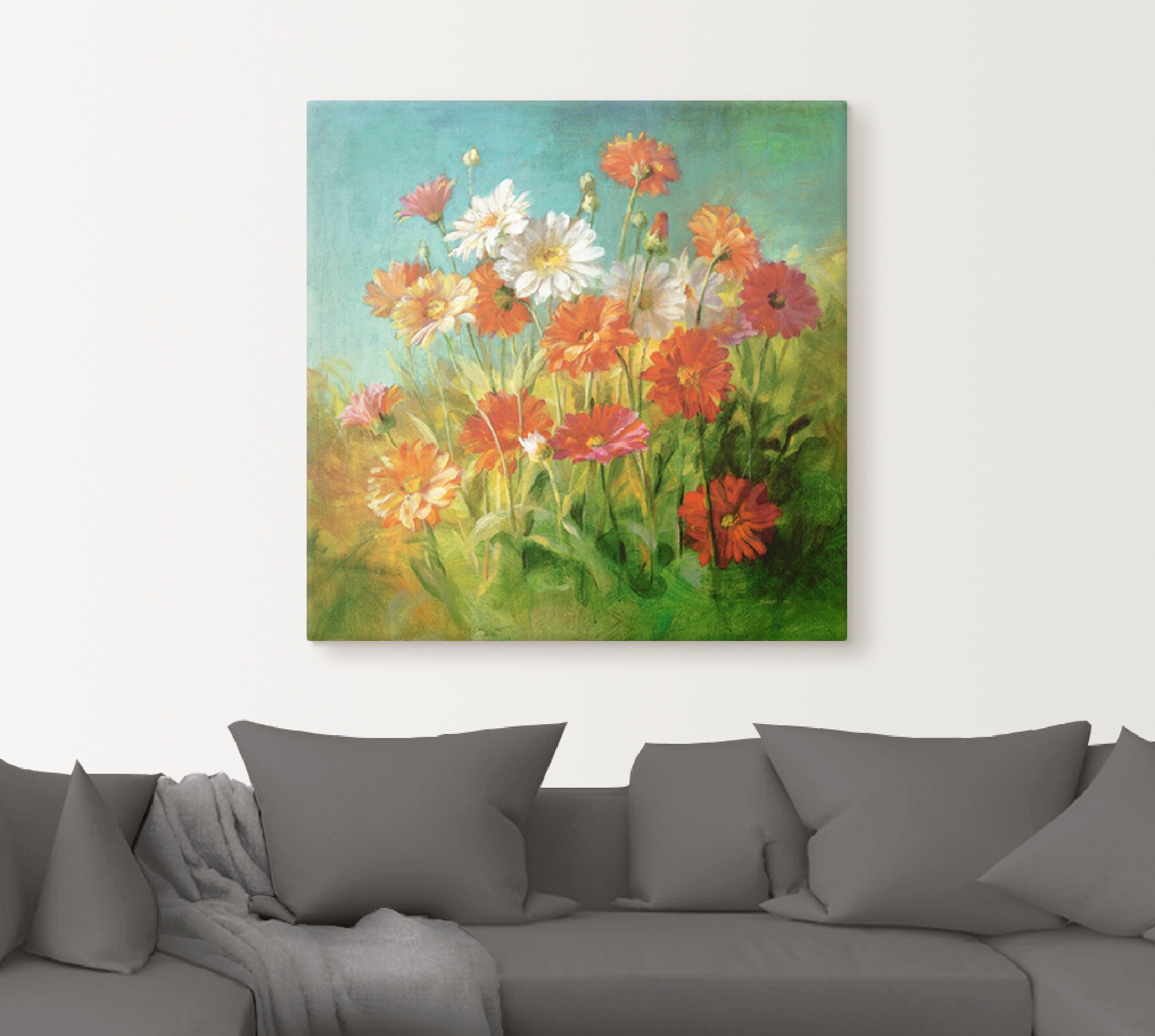 Artland Leinwandbild »Gemalte Gänseblümchen«, Blumen, (1 St.), auf Keilrahmen gespannt