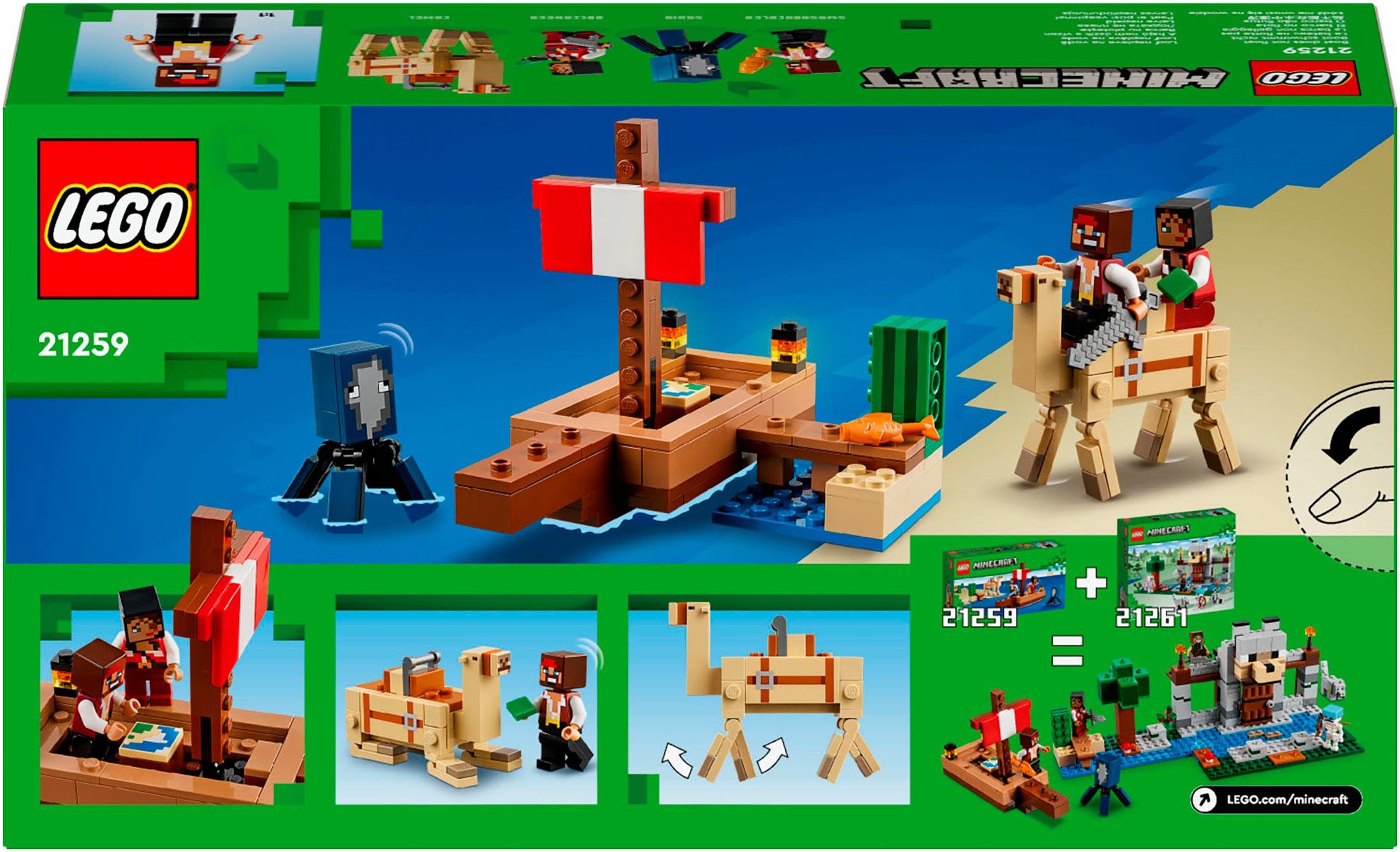 LEGO® Konstruktionsspielsteine »Die Piratenschiffreise (21259), LEGO Minecraft«, (166 St.), Made in Europe