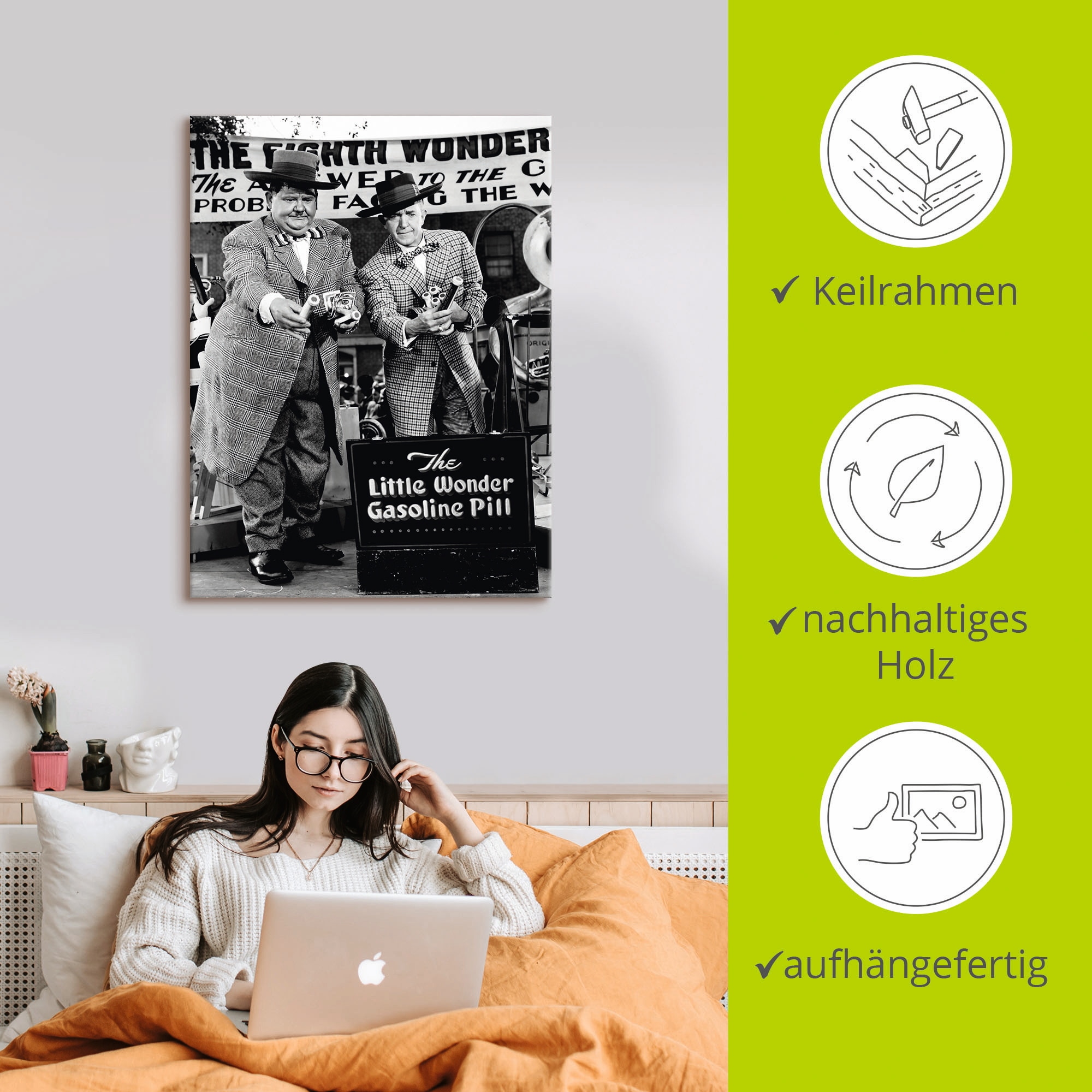 Artland Leinwandbild »Dick und Doof und die Wunderpille, 1943« Stars 1 Stk. tlg. auf Holzrahmen gespannt