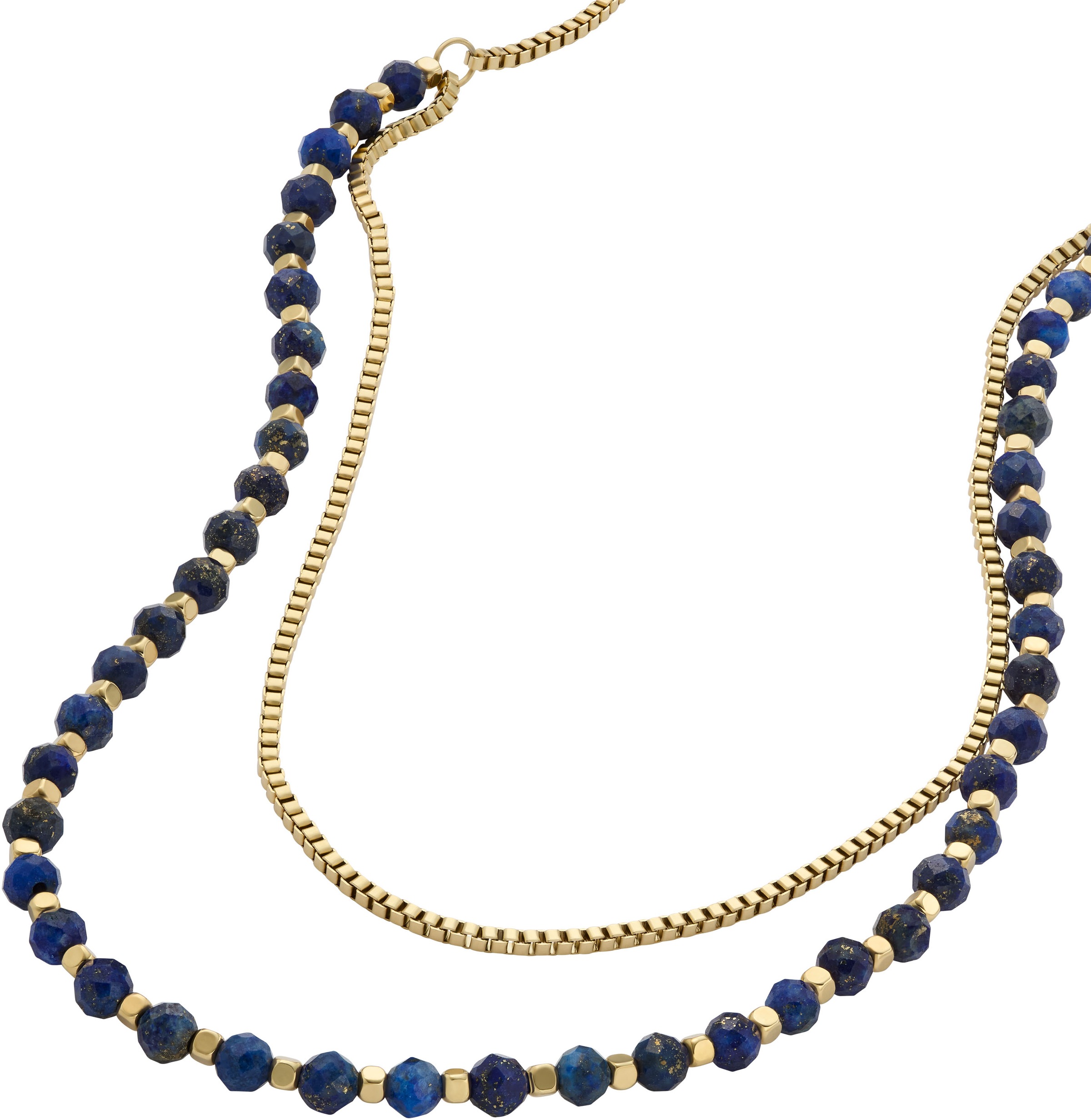Fossil Kette ohne Anhänger »Schmuck Geschenk Edelstahl All Stacked Up Bead, JA7246710, JA7247710«, mit Malachit (synth.) oder Lapislazuli
