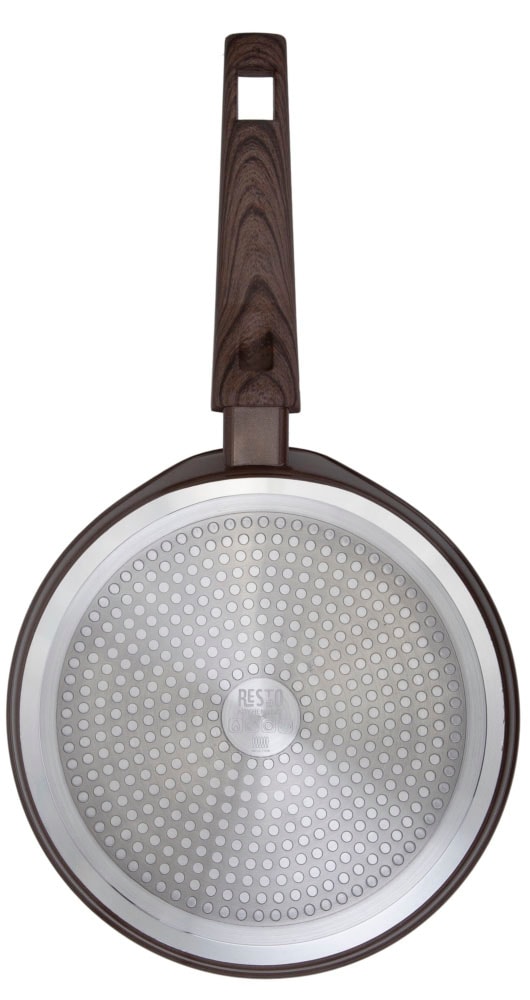 RESTO Kitchenware Crêpepfanne »Carina, Pfannkuchenpfanne mit holzähnlichem Soft-Touch-Griff«, Aluminium, (1 tlg.), mit Marmor-Antihaftbeschichtung, 4-lagig, für alle Herdarten geeignet