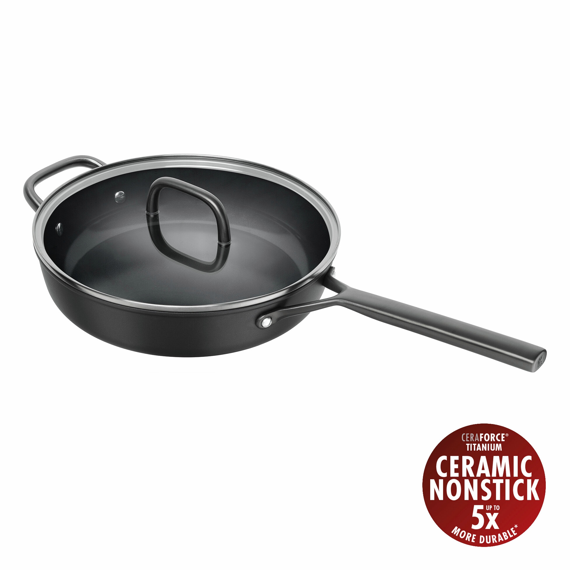 Zwilling Schmorpfanne »Milano, Pfanne mit Glasdeckel« Aluminium 1 tlg. Keramik-Antihaftbeschichtung, Induktion, Made in Italy