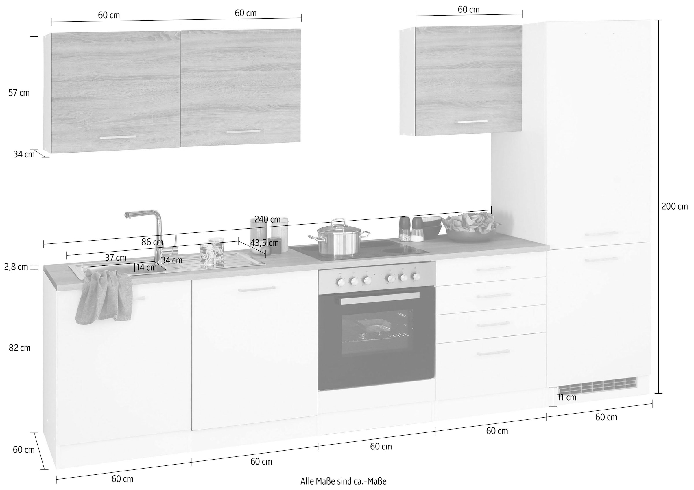 HELD MÖBEL Küchenzeile »Visby«, ohne E-Geräte, Breite 300 cm, für  Kühl/Gefrierkombination auf Raten kaufen