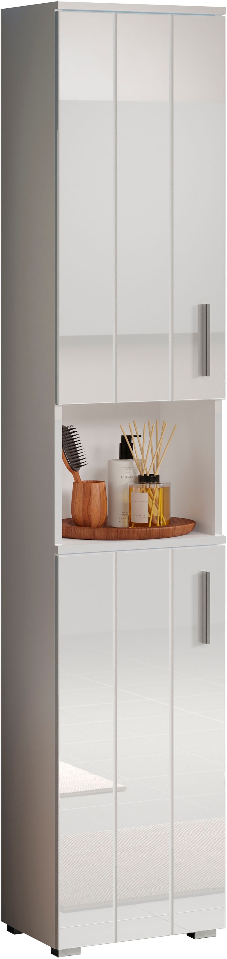 welltime Hochschrank »Prag«, (1 St.), Badmöbel mit wechselbarem Türanschlag - (B/T/H) 37/31/192 cm