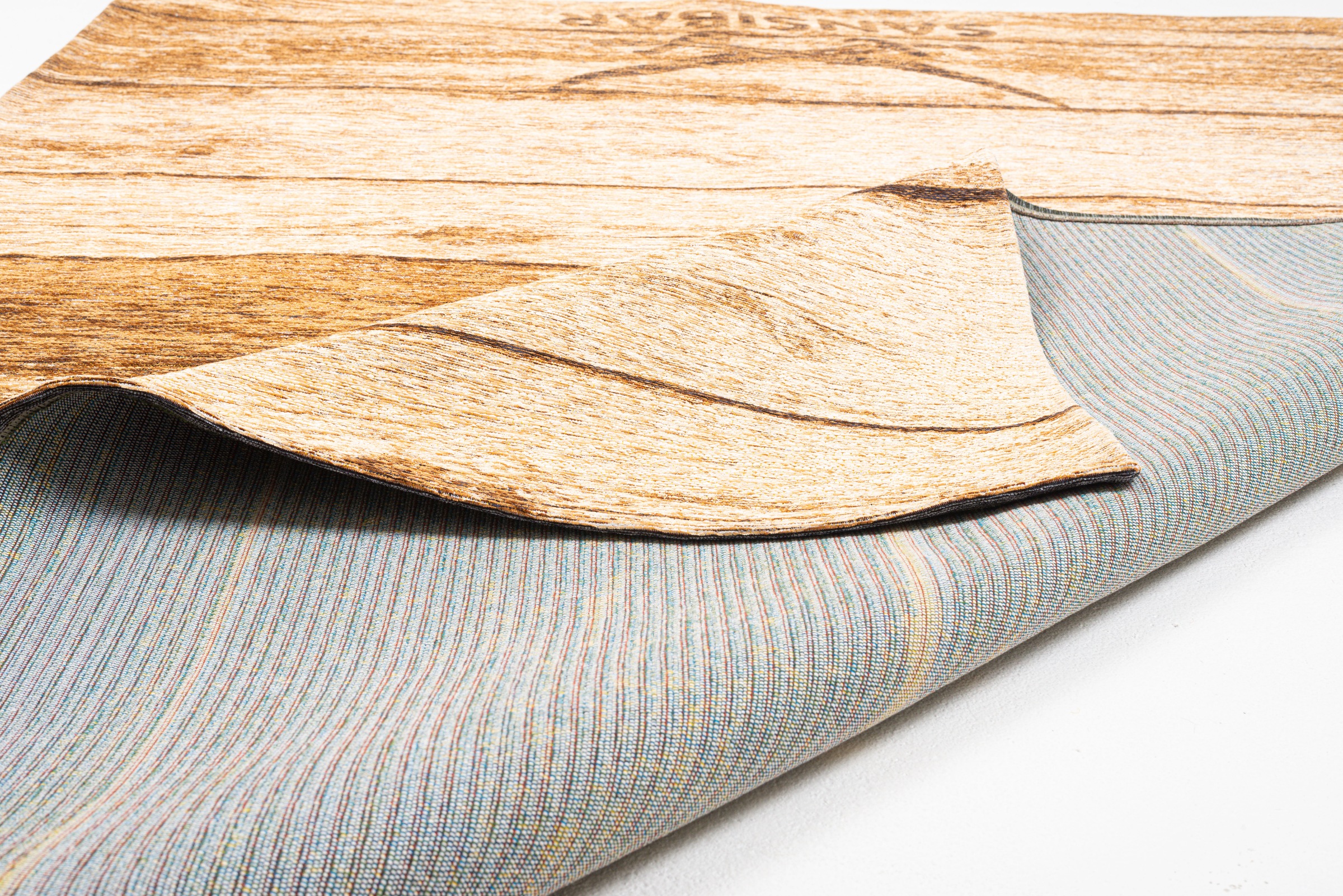 Sansibar Teppich »Keitum 009«, rechteckig, 3 mm Höhe, Flachgewebe, Motiv Holzdielen & gekreuzte Säbel