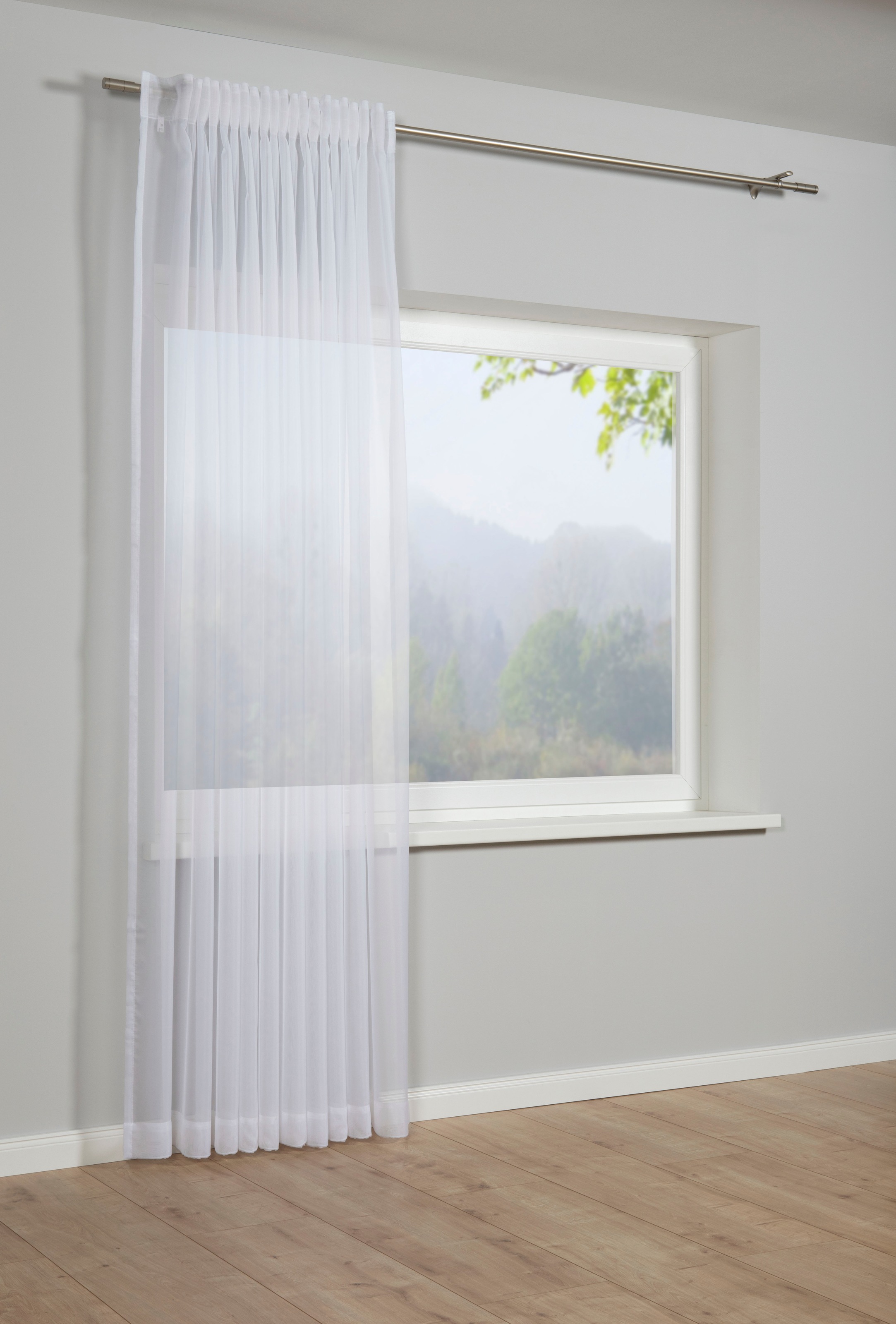 Gardine »Schal Voile mit Beschwerungstasche«, (1 St.), mit Gardinenband und verdeckten Schlaufen