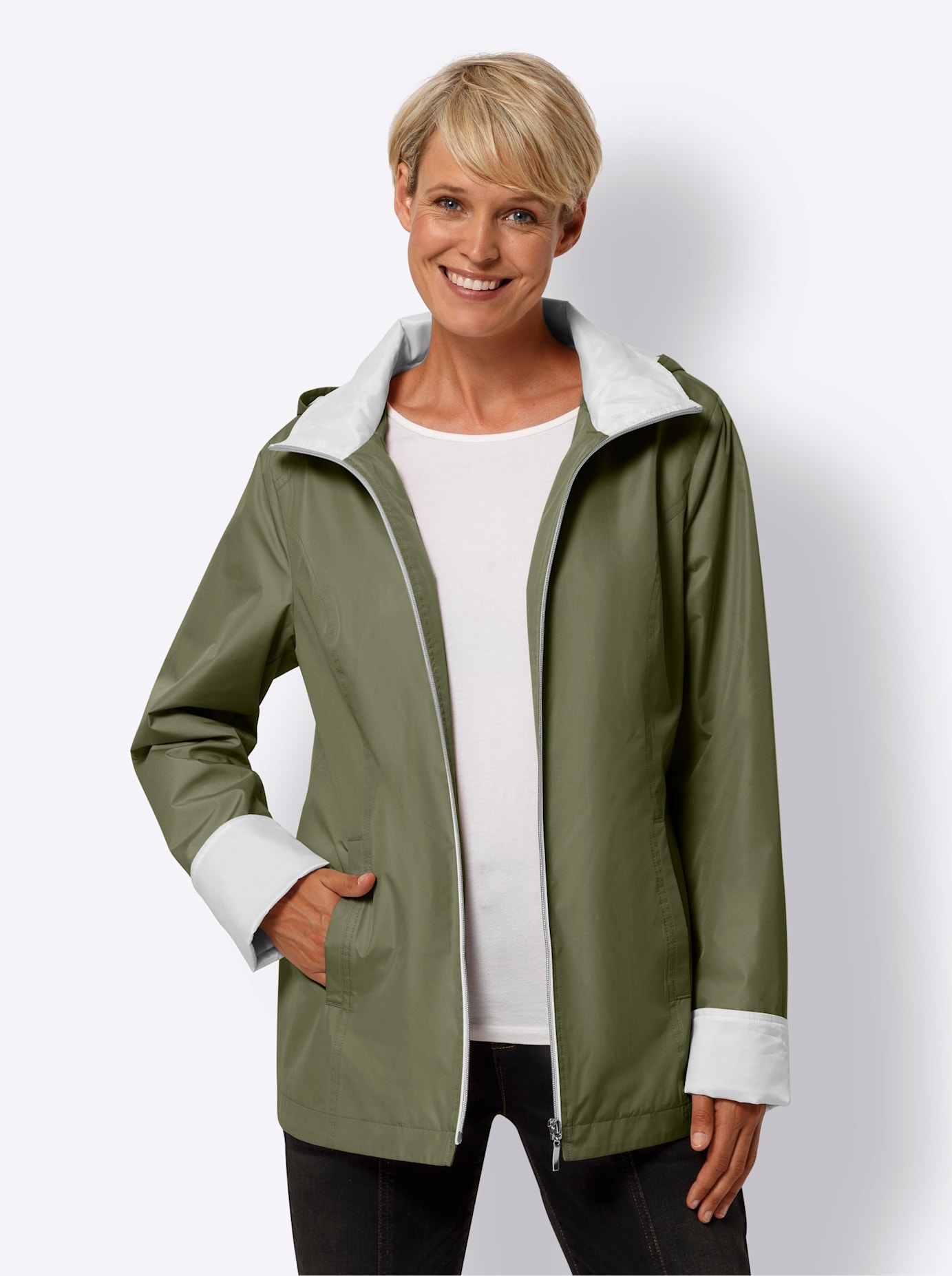 Classic Basics Langjacke, mit Kapuze