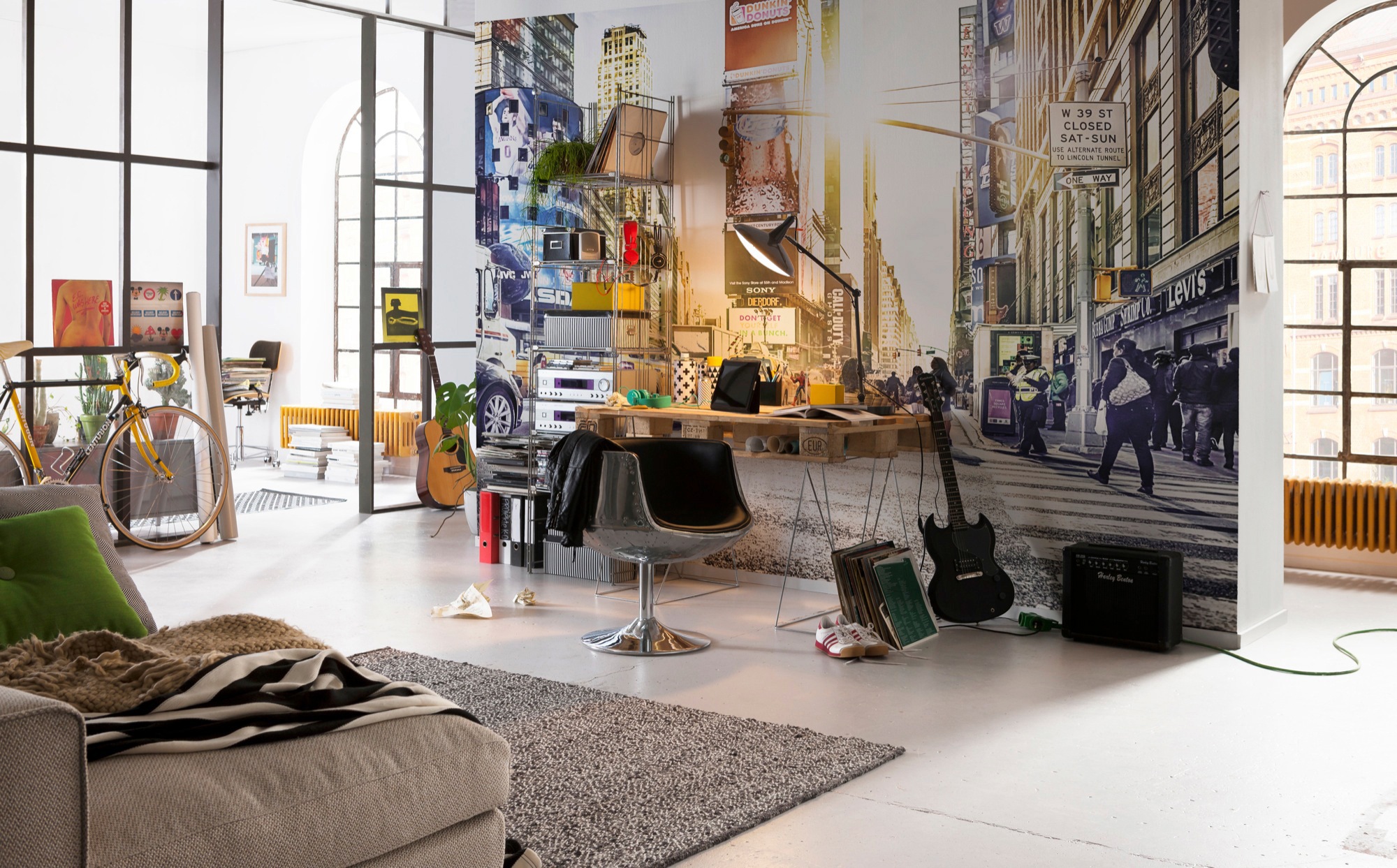 Komar Vliestapete »Vlies - Times Square - Größe 368 x 248 cm«, bedruckt, Wohnzimmer, Schlafzimmer