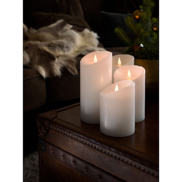 KONSTSMIDE LED-Kerze »Weihnachtsdeko«, LED Echtwachskerze, weiß, mit 3D  Flamme, Ø 10 cm, Höhe: 14 cm bequem bestellen