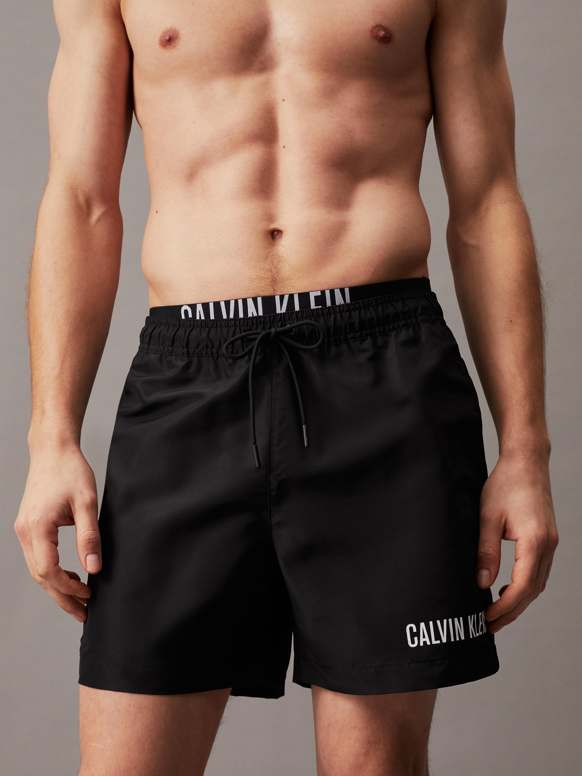 Calvin Klein Swimwear Badeshorts »MEDIUM DOUBLE WB«, mit doppeltem Bund