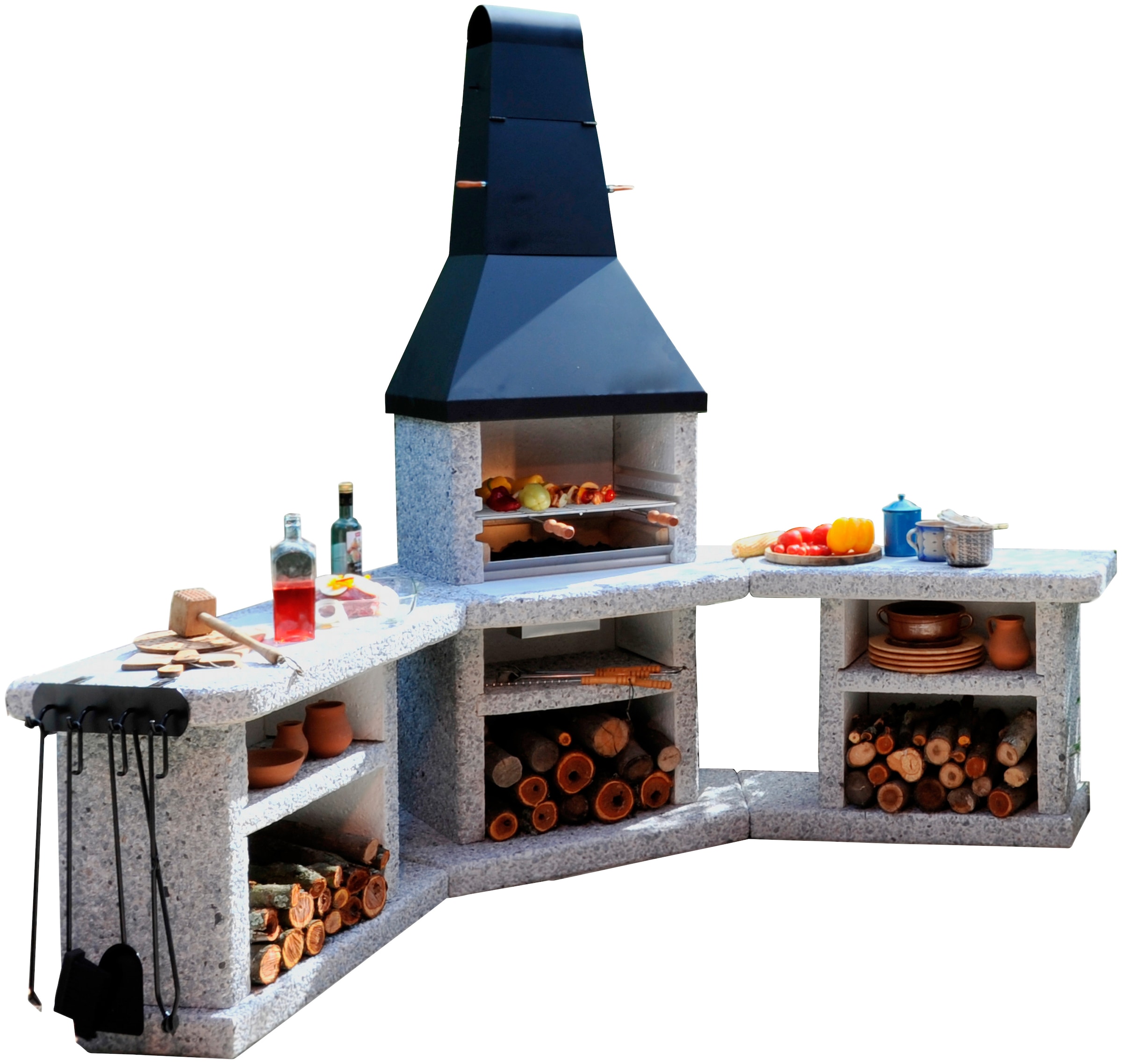 WELLFIRE Grillkamin »Außenküche Toskana Quatro«, BxTxH: 188x73x216 cm