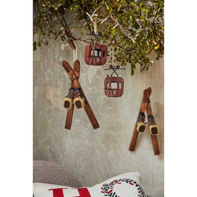 Creativ deco Weihnachtsfigur »Weihnachtsdeko«, Deko-Ski-Set aus Holz mit  niedlichen Details auf Raten kaufen