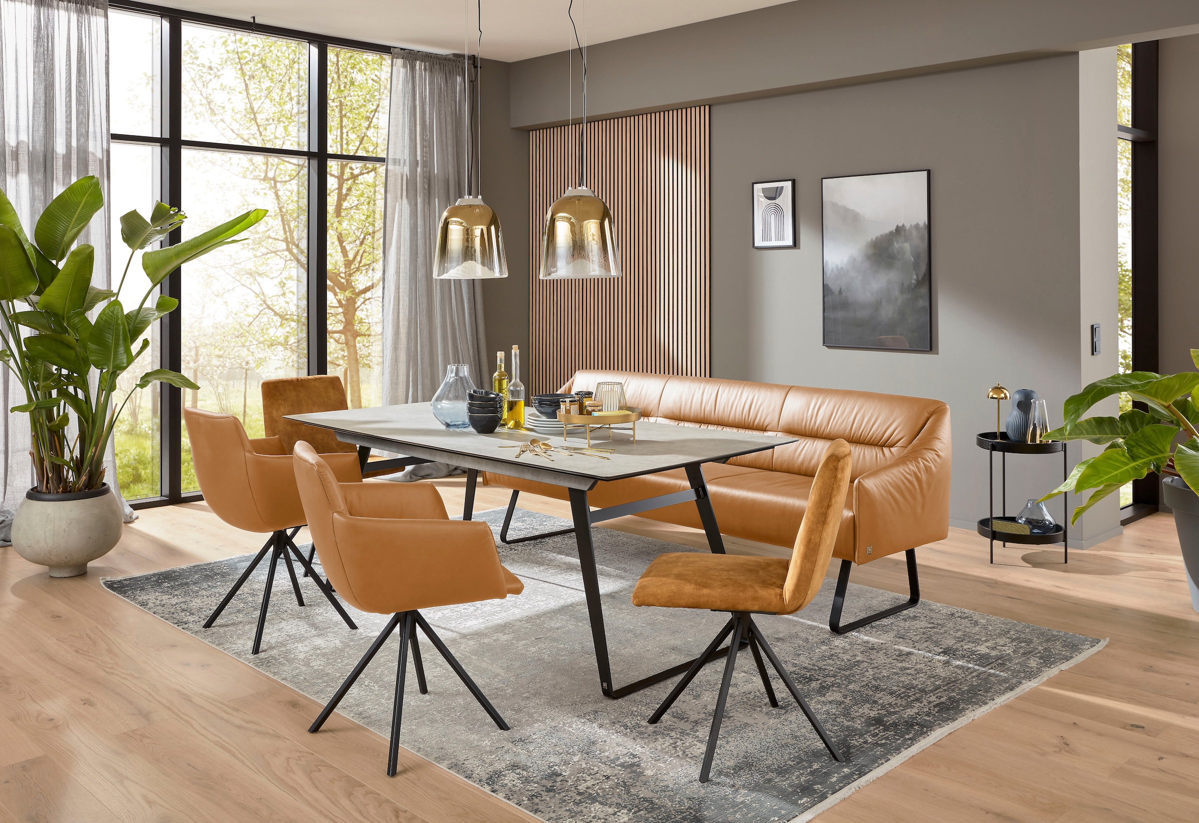 Musterring Essbank »JustB! SP500« 1 Stk. tlg. Metallkufe schwarz, verschiedene Farben, Breite 220 oder 250 cm